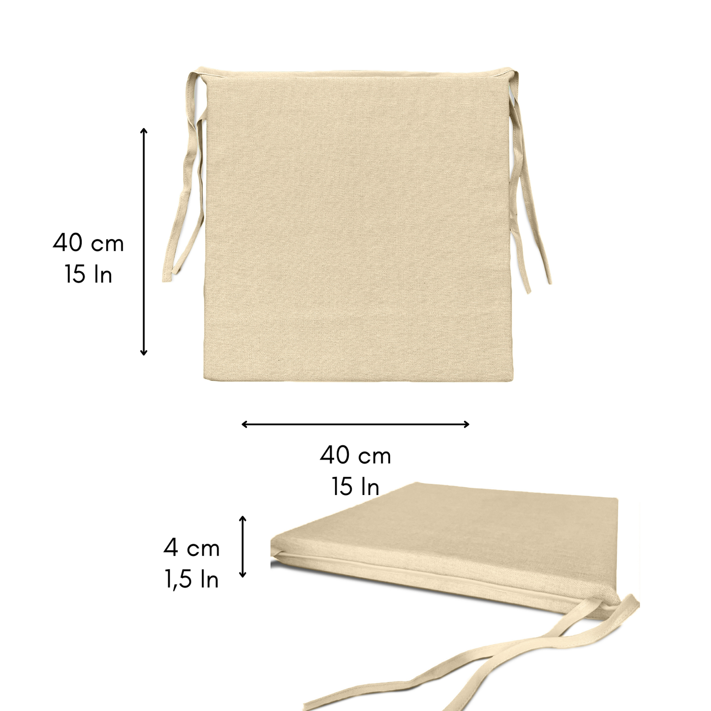 6 cuscini copri sedie da cucina avorio - Linea Sidney