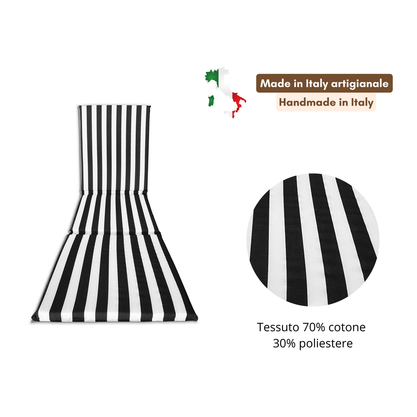 Cuscino Nero 3 pezzi per lettino prendisole - linea fasciato
