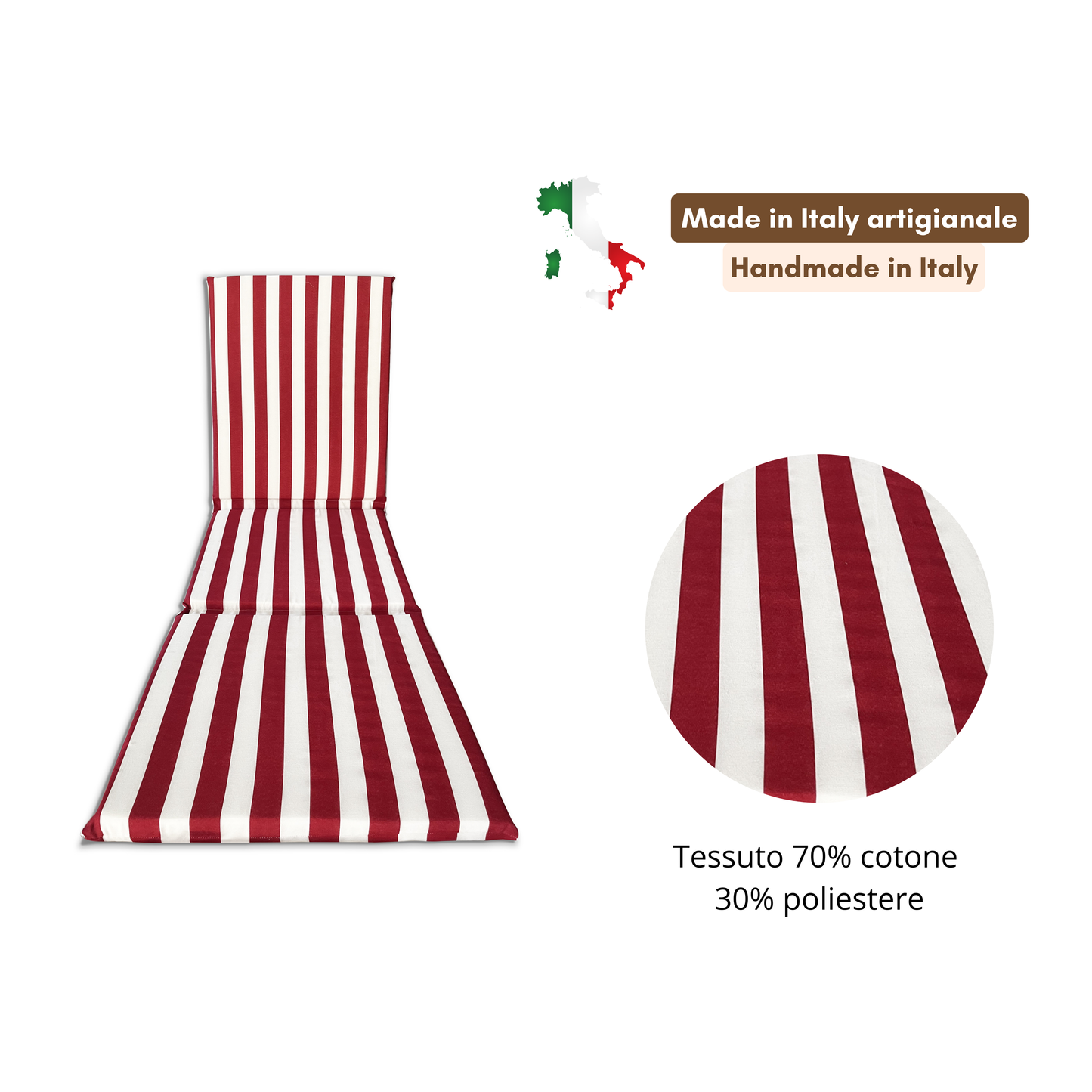 Cuscino bordeaux 3 pezzi per lettino prendisole - linea fasciato