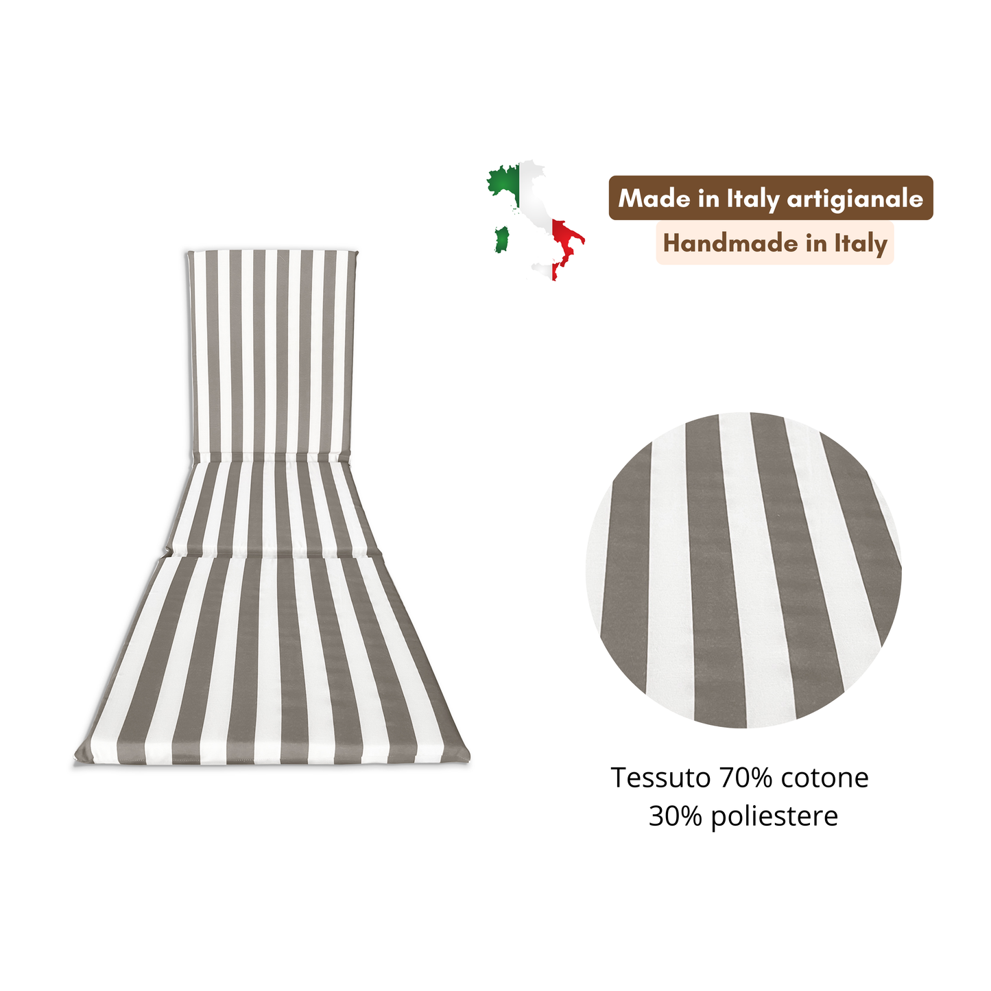 Cuscino grigio 3 pezzi per lettino prendisole - linea fasciato