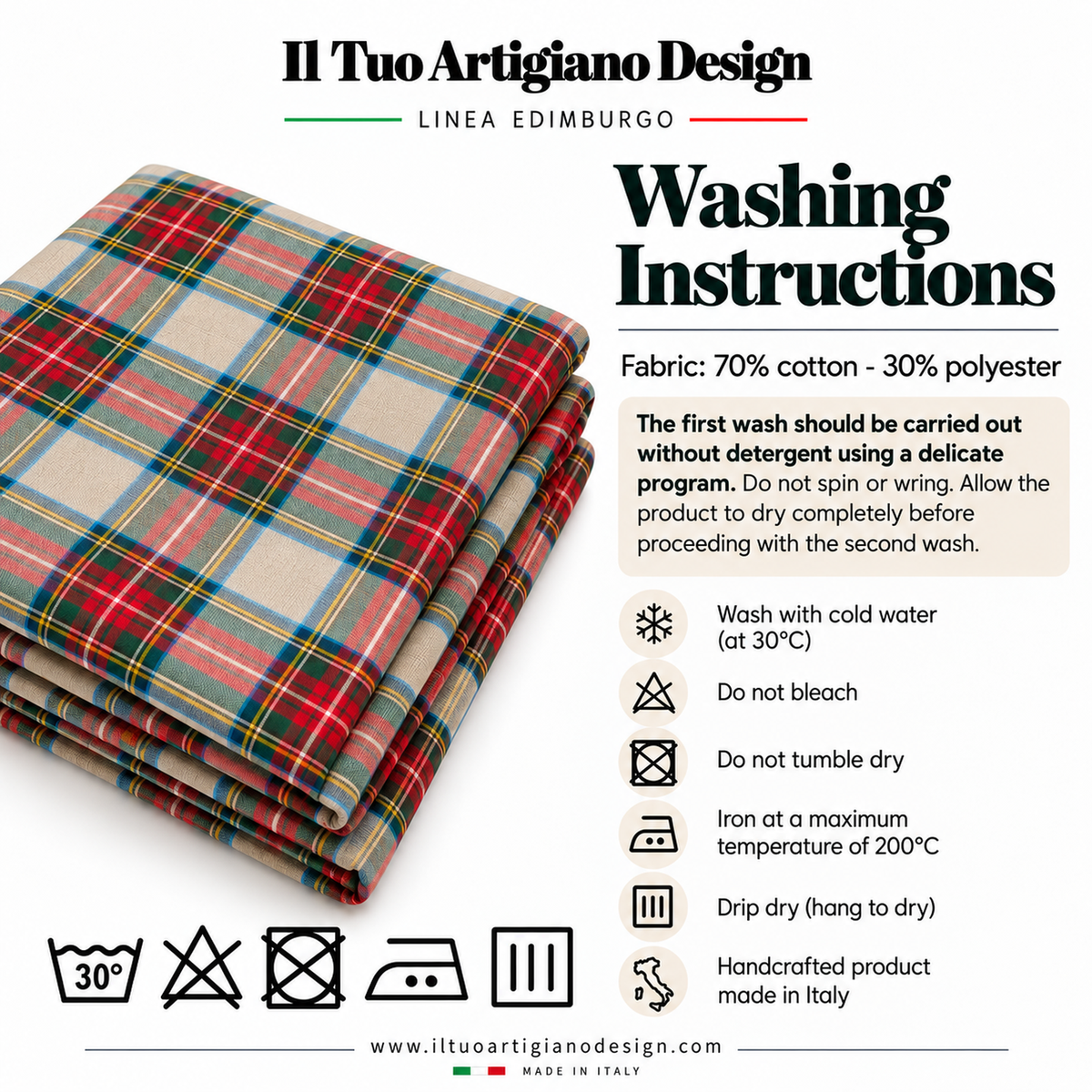 Tovaglia per Tavola Edimburgo da 4 a 18 posti - Tartan Beige