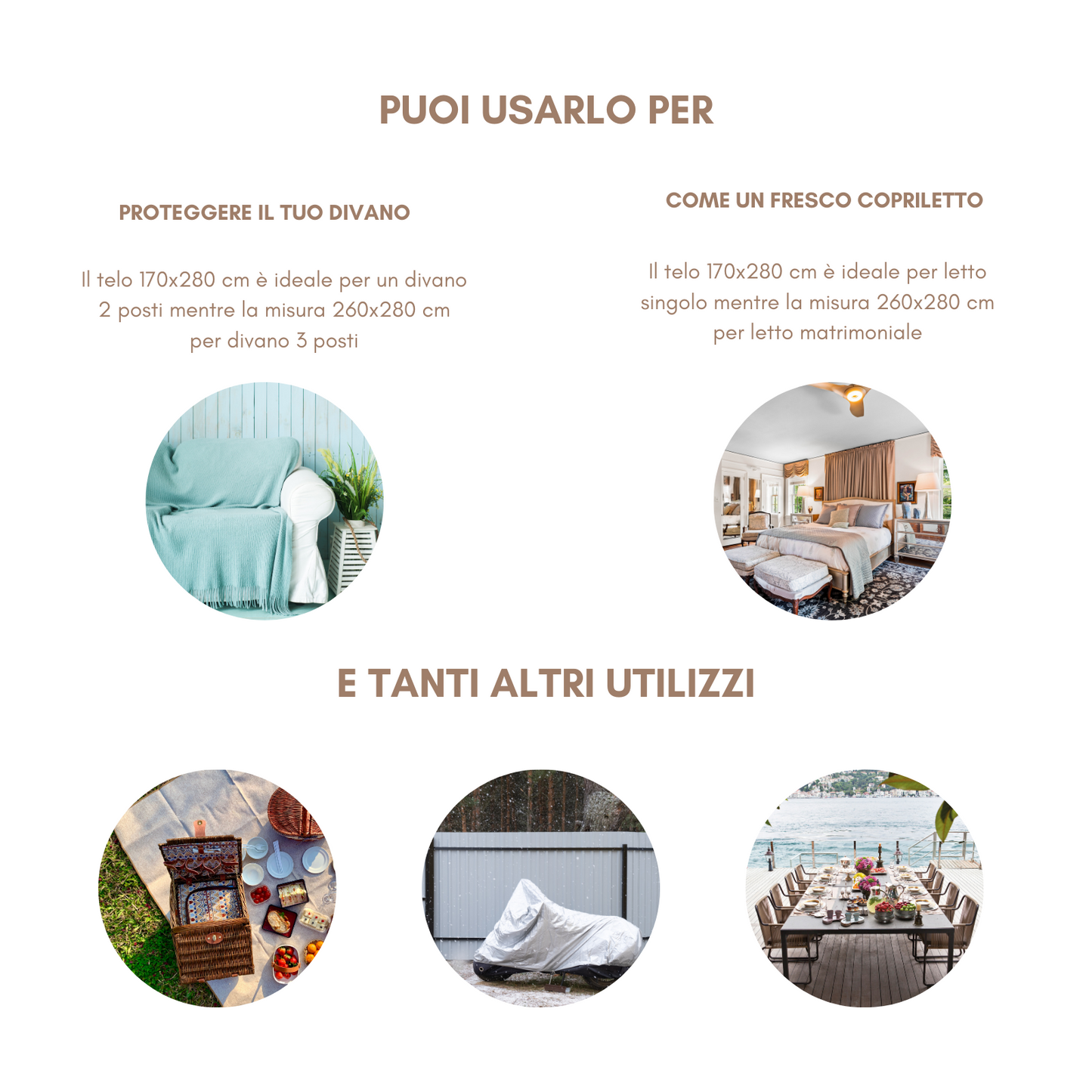 Telo arredo multiuso terracotta - Copridivano Anti macchia