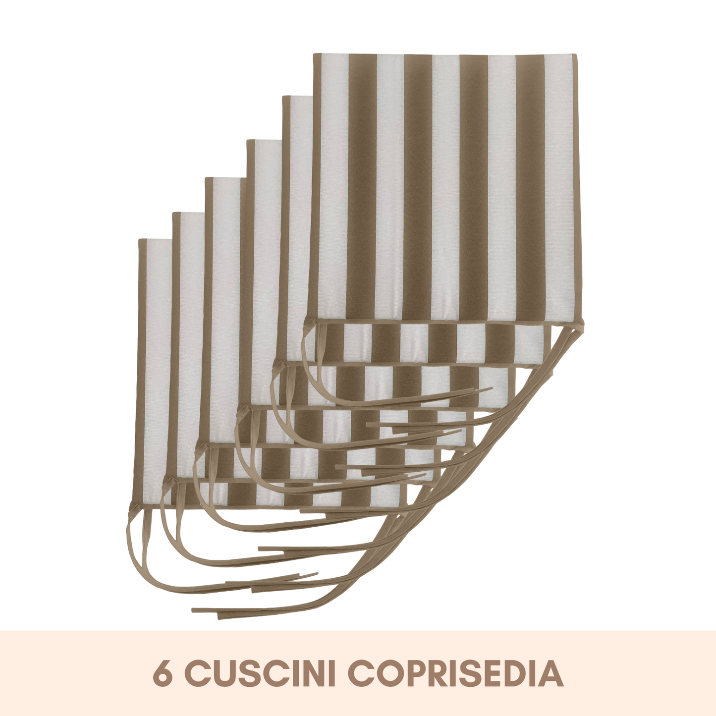 Set 6 cuscini Copri Sedie Bianco e Beige - Linea Ischia