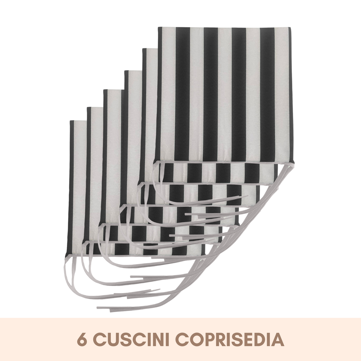 Set 6 cuscini Copri Sedie Bianco e Nero - Linea Ischia