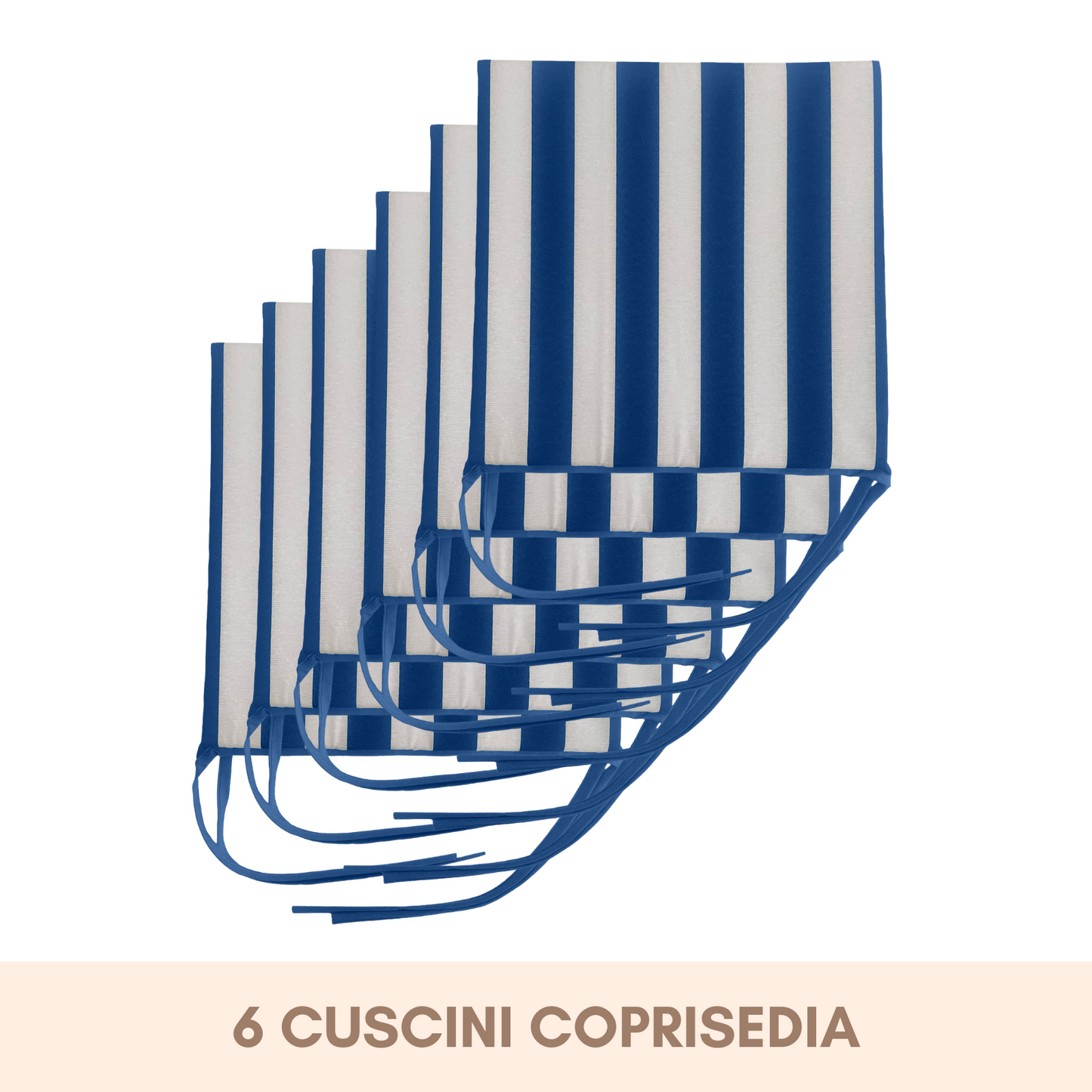 Set 6 cuscini Copri Sedie Bianco e Blu - Linea Ischia