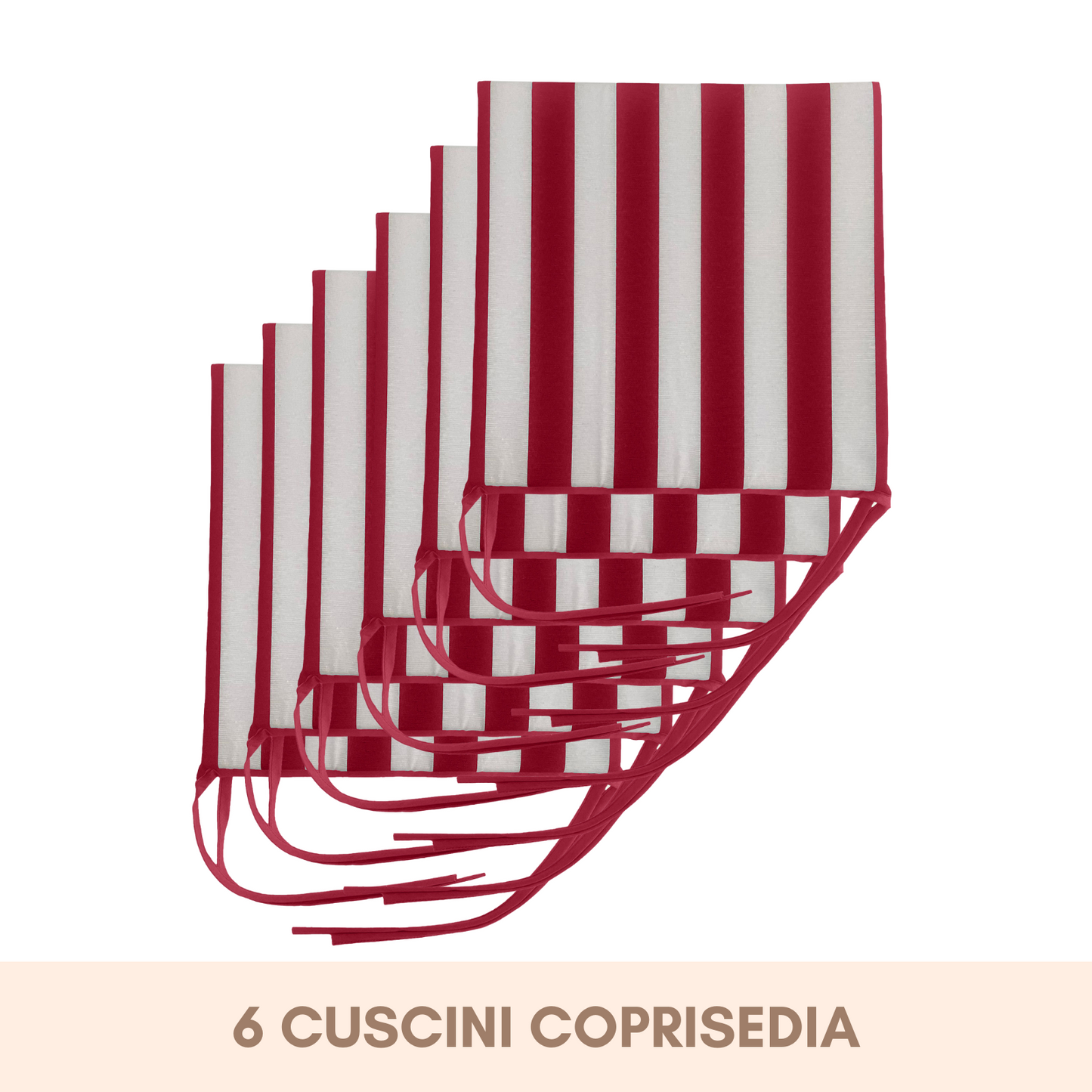 Set 6 cuscini Copri Sedie Bianco e Bordeaux - Linea Ischia