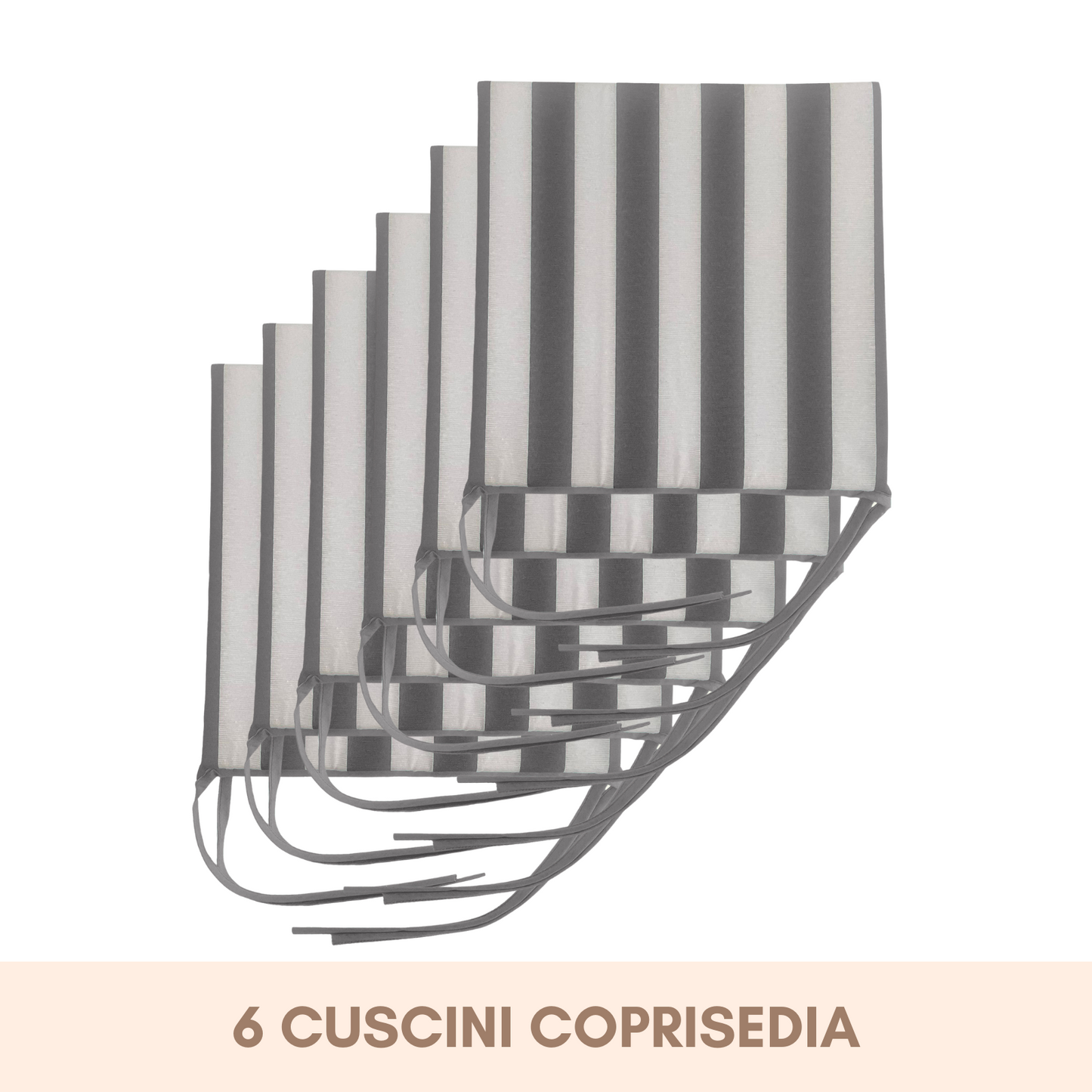 Set 6 cuscini Copri Sedie Bianco e Grigio - Linea Ischia