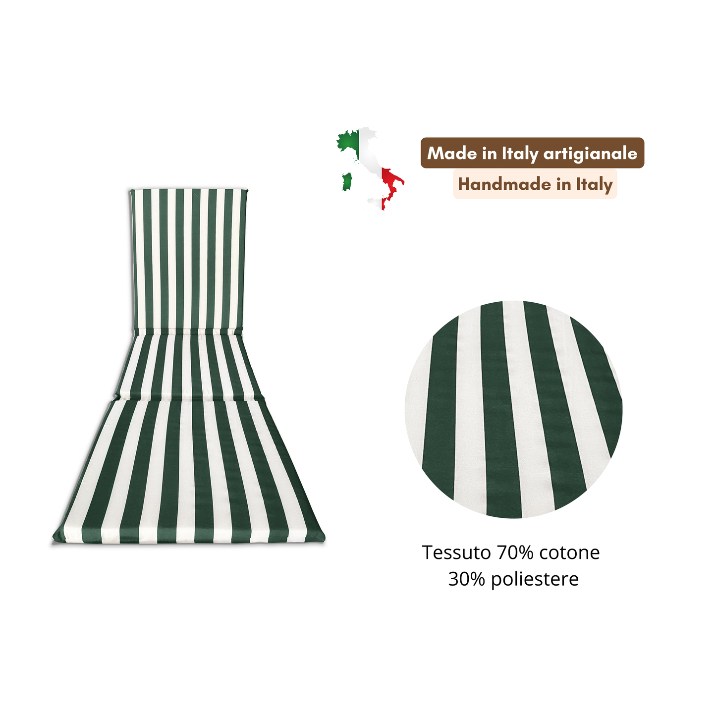 Cuscino verde 3 pezzi per lettino prendisole - linea fasciato