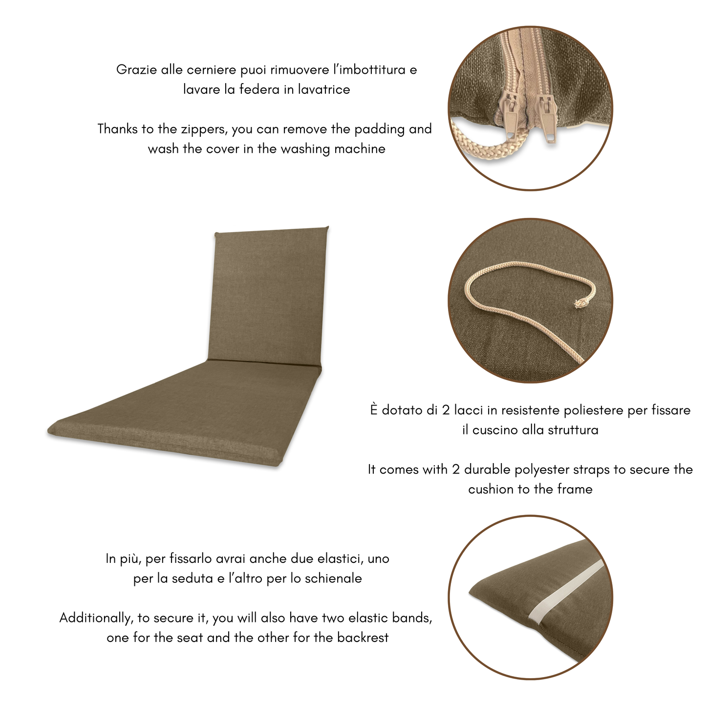 Cuscino beige per lettino prendisole - linea unito