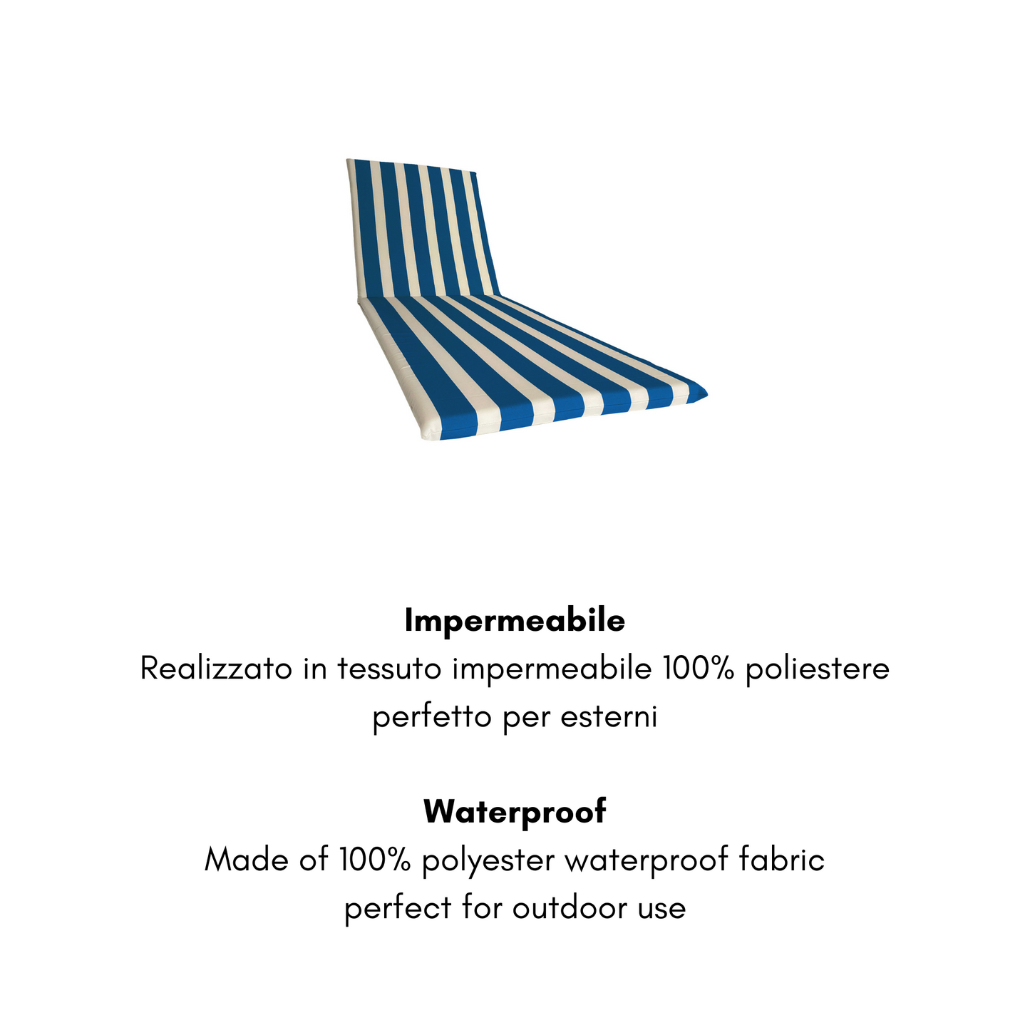 Cuscino blu fasciato per lettino prendisole - Poliestere impermeabile