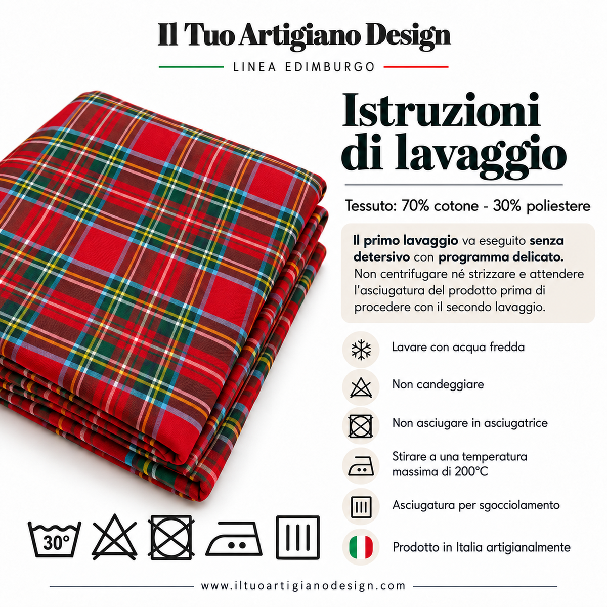 Tovaglia per Tavola Edimburgo da 4 a 18 posti - Tartan Rosso