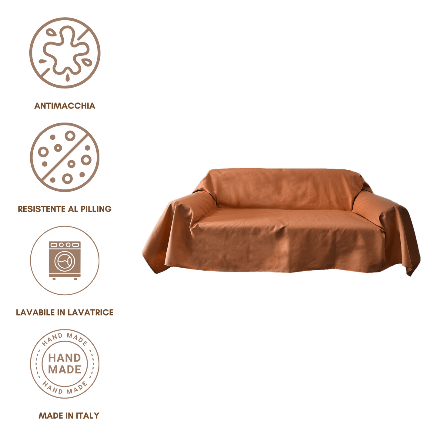 Telo arredo multiuso terracotta - Copridivano Anti macchia