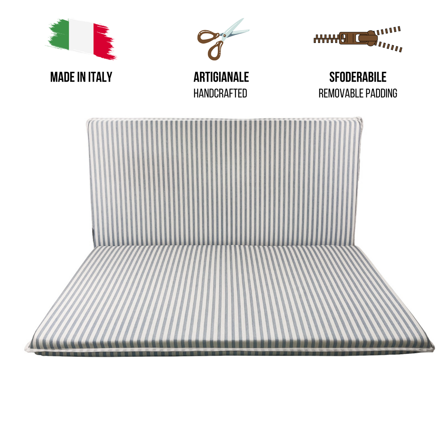 Cuscino azzurro per dondolo da giardino - linea fasciato