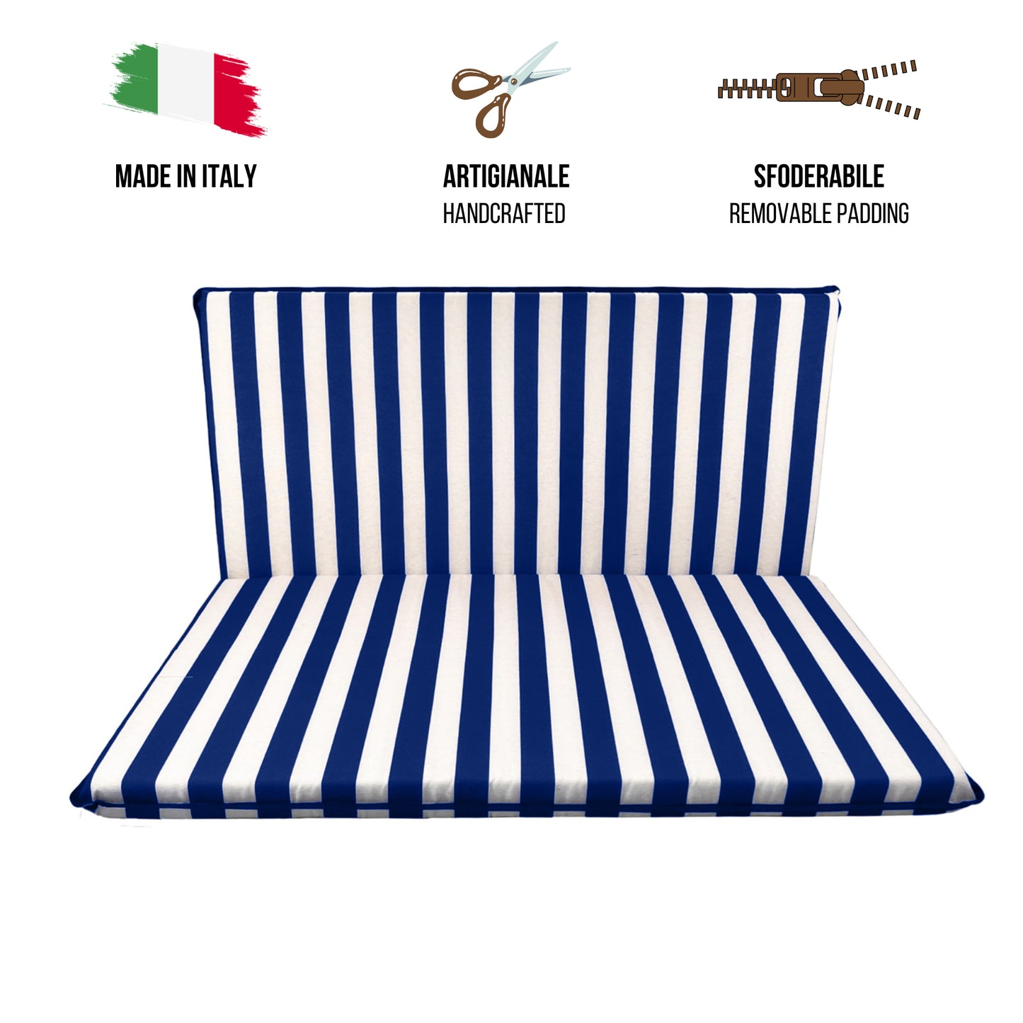 Cuscino blu per dondolo da giardino - linea fasciato