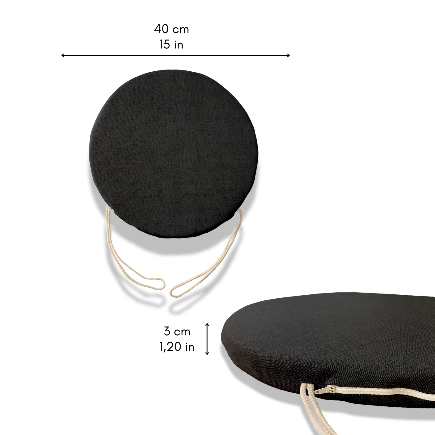 Set 6 cuscini rotondi per sedie Antracite - Linea Amalfi