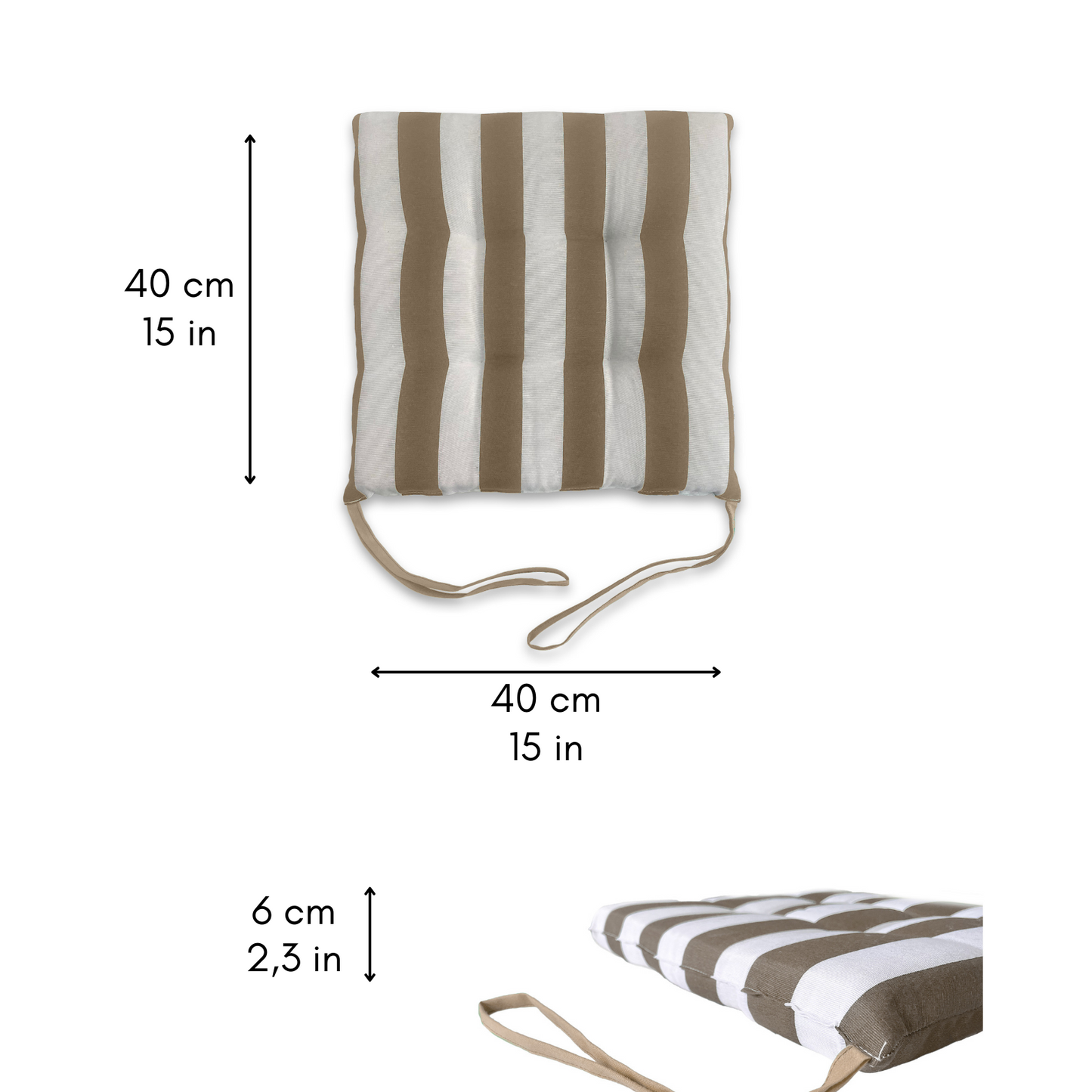 Set 6 cuscini Copri Sedie trapuntati Bianco e Beige - Linea Capri