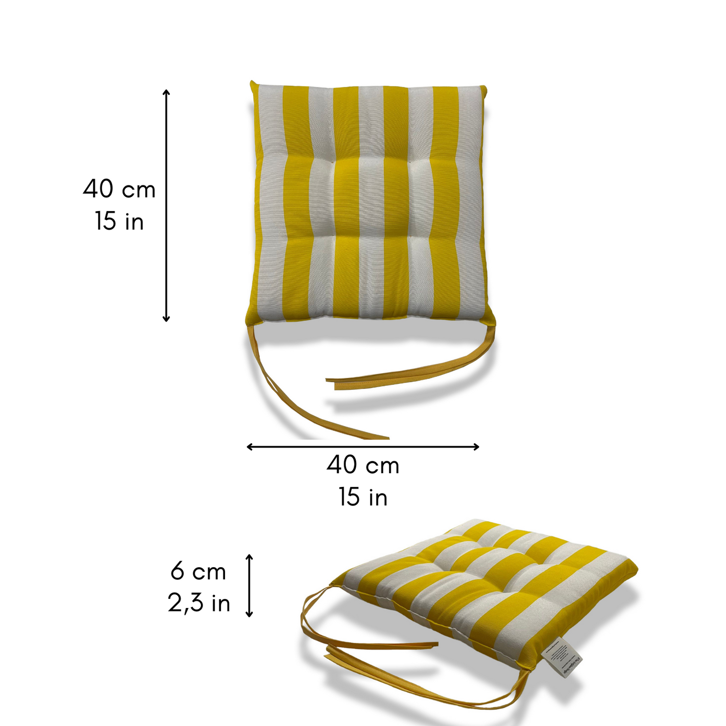Set 6 cuscini Copri Sedie trapuntati Bianco e Giallo - Linea Capri