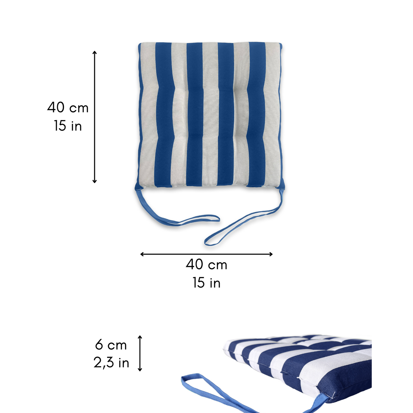 Set 6 cuscini Copri Sedie trapuntati Bianco e Blu - Linea Capri