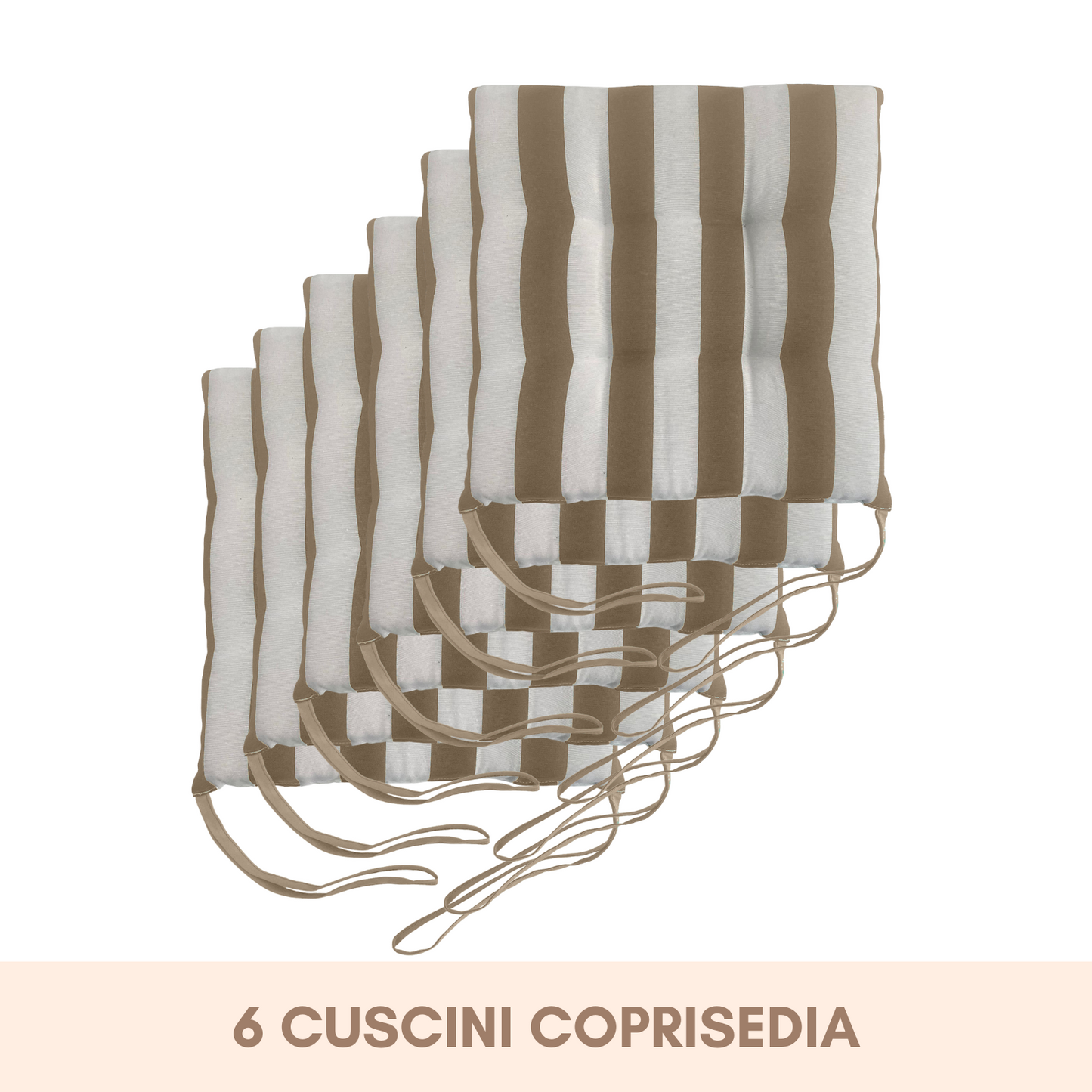 Set 6 cuscini Copri Sedie trapuntati Bianco e Beige - Linea Capri