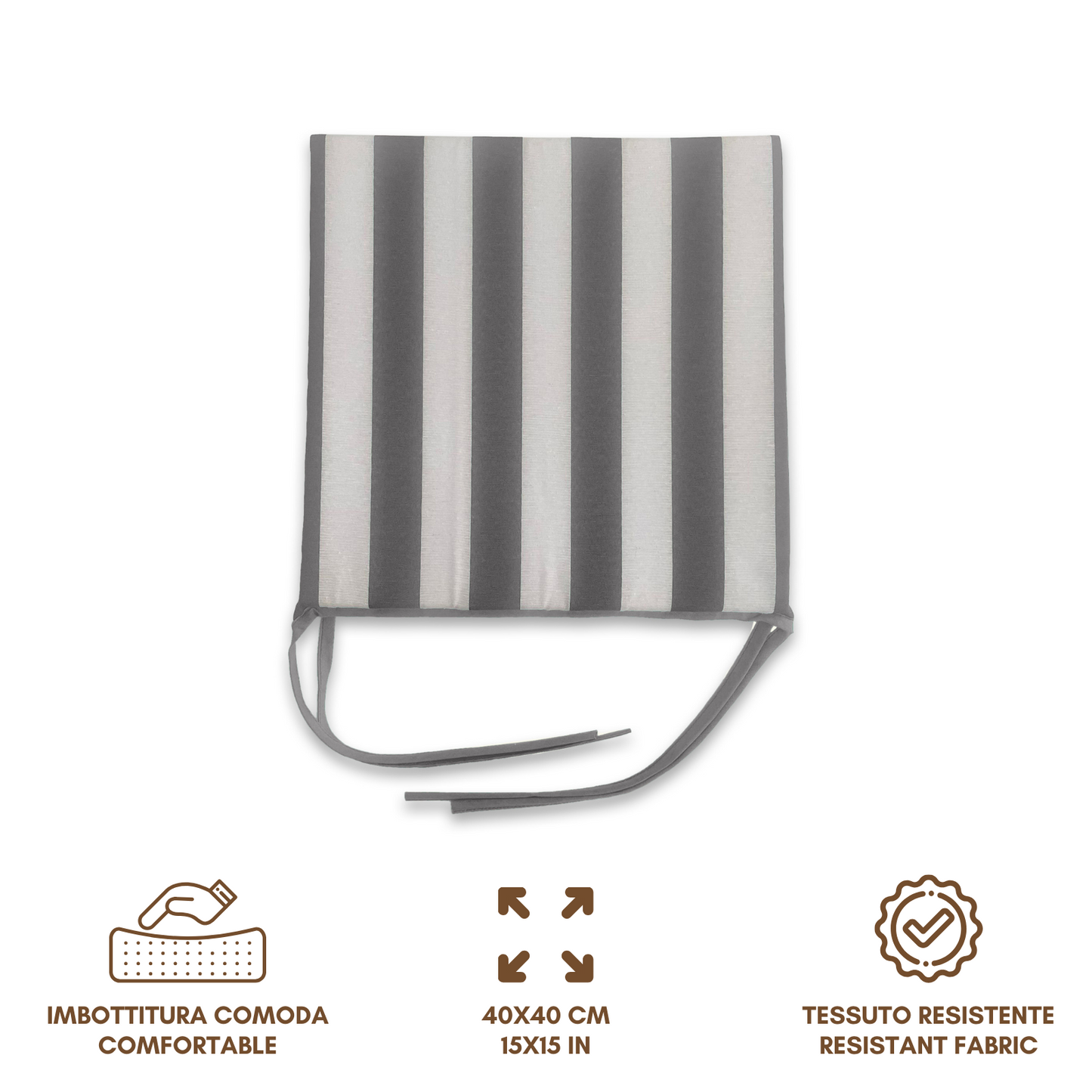 Set 6 cuscini Copri Sedie Bianco e Grigio - Linea Ischia