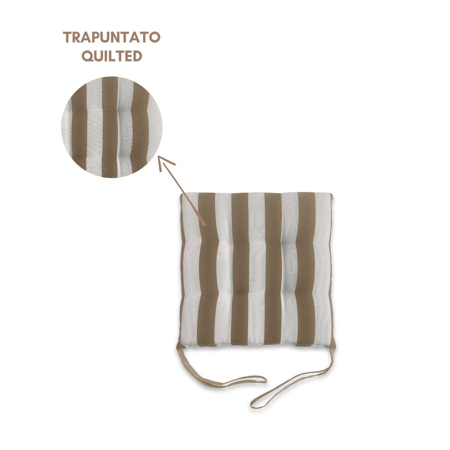 Set 6 cuscini Copri Sedie trapuntati Bianco e Beige - Linea Capri