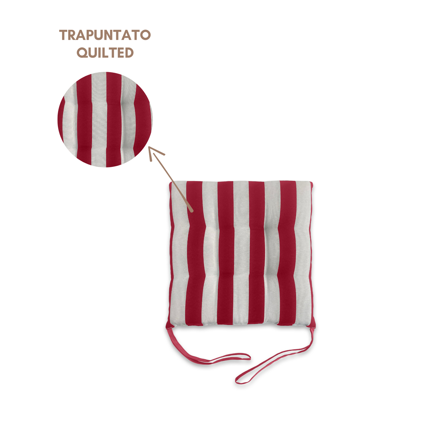 Set 6 cuscini Copri Sedie trapuntati Bianco e Bordeaux - Linea Capri