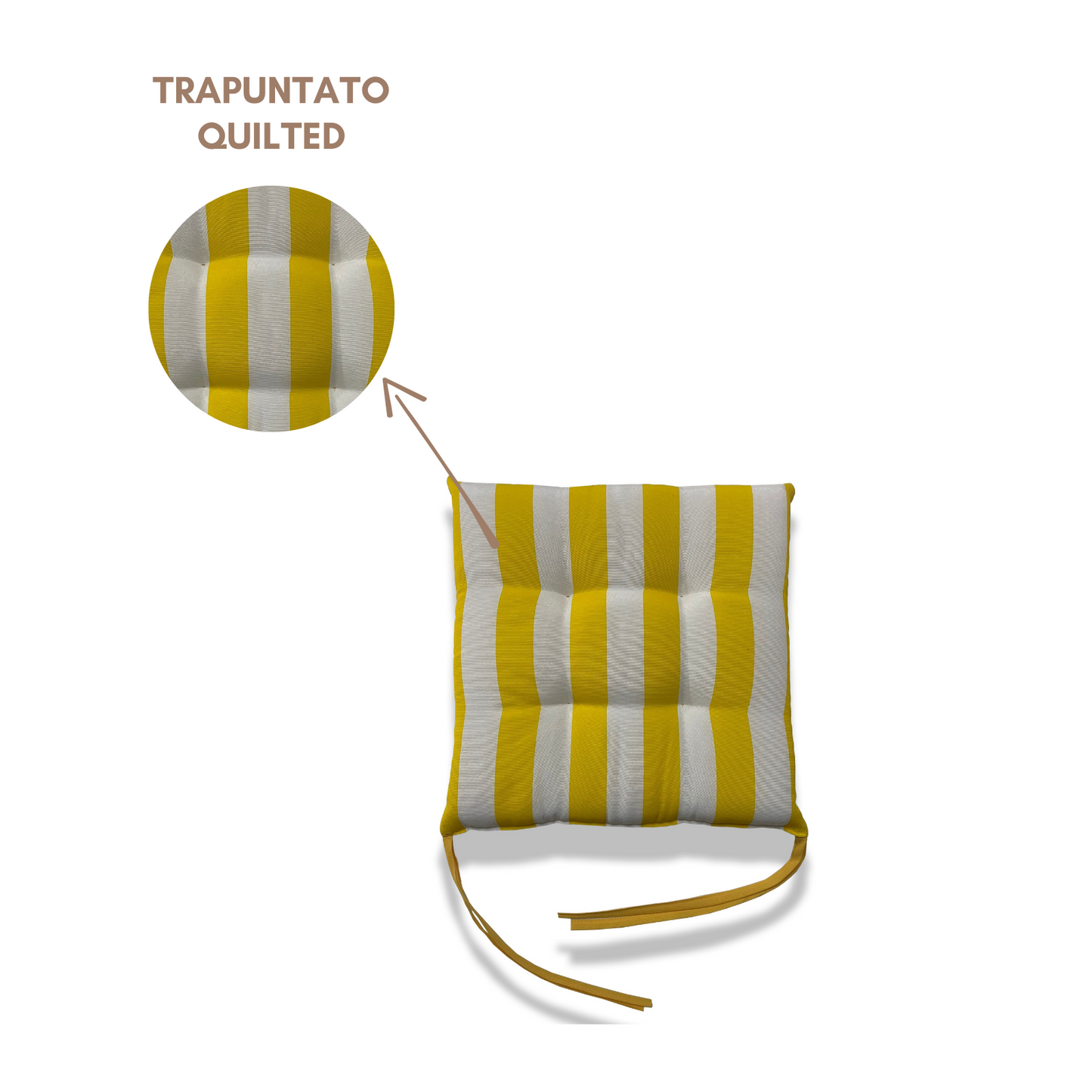 Set 6 cuscini Copri Sedie trapuntati Bianco e Giallo - Linea Capri