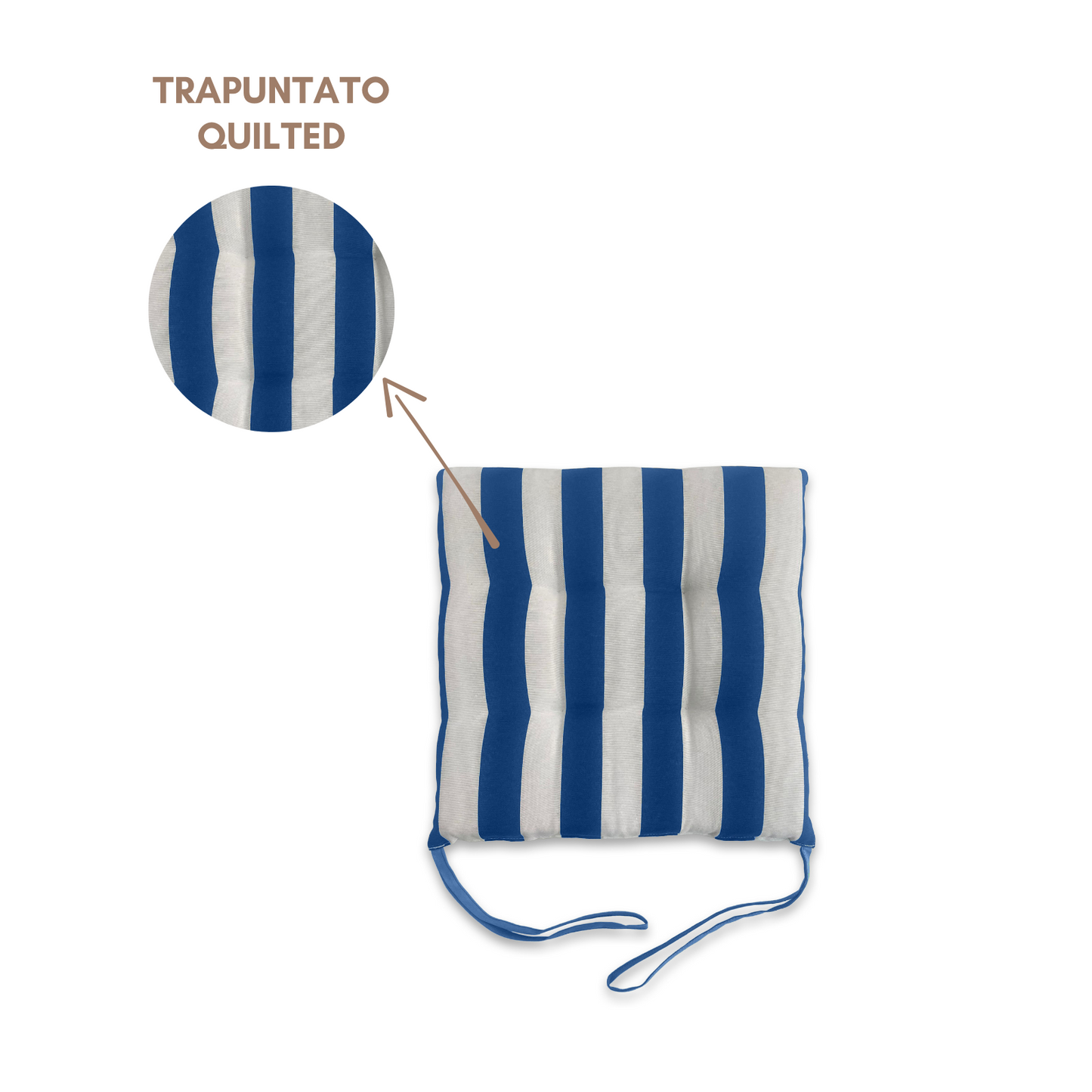 Set 6 cuscini Copri Sedie trapuntati Bianco e Blu - Linea Capri