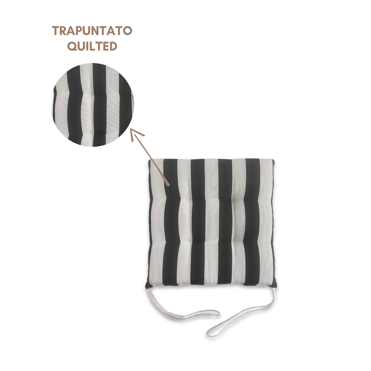 Set 6 cuscini Copri Sedie trapuntati Bianco e Nero - Linea Capri