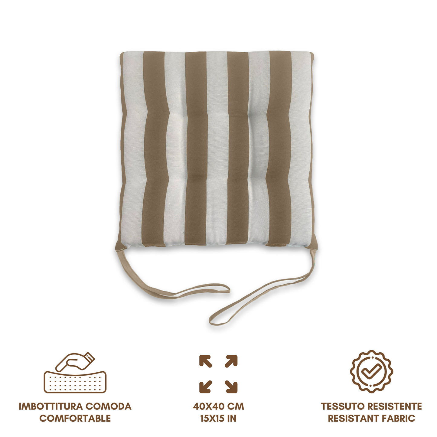 Set 6 cuscini Copri Sedie trapuntati Bianco e Beige - Linea Capri