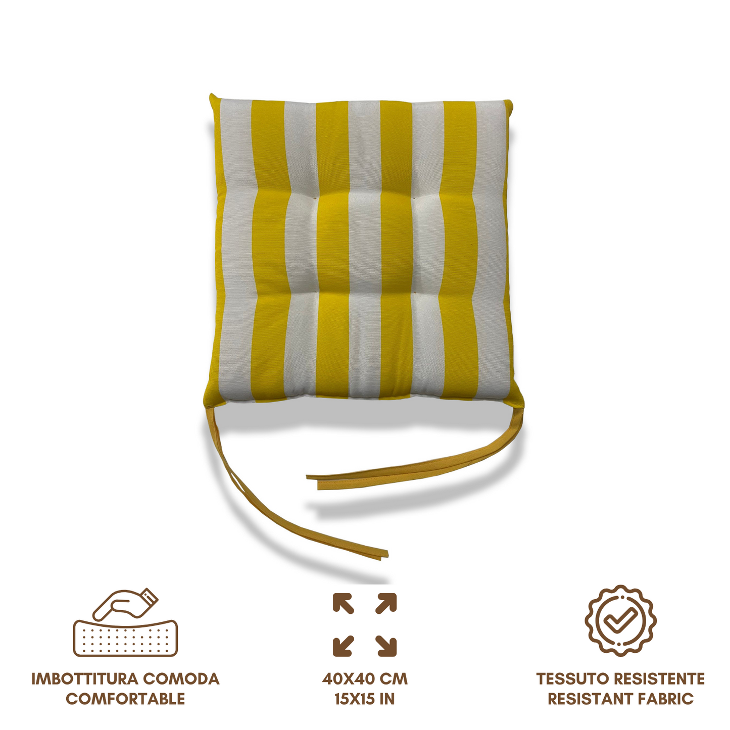 Set 6 cuscini Copri Sedie trapuntati Bianco e Giallo - Linea Capri