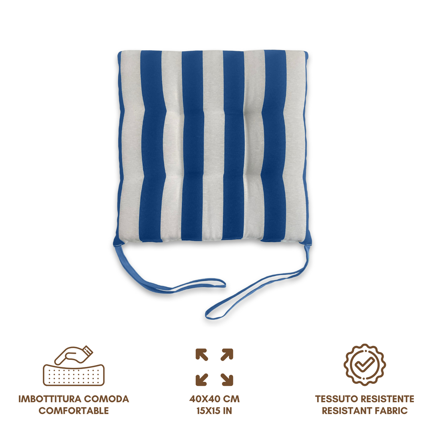 Set 6 cuscini Copri Sedie trapuntati Bianco e Blu - Linea Capri
