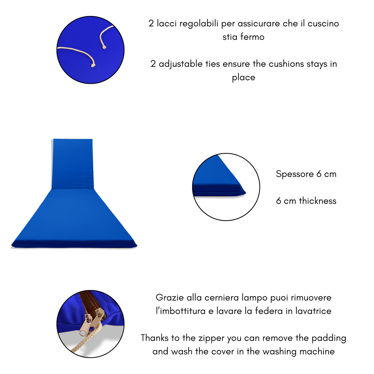 Cuscino Blu Idrorepellente per Lettino Prendisole - Linea Dralon