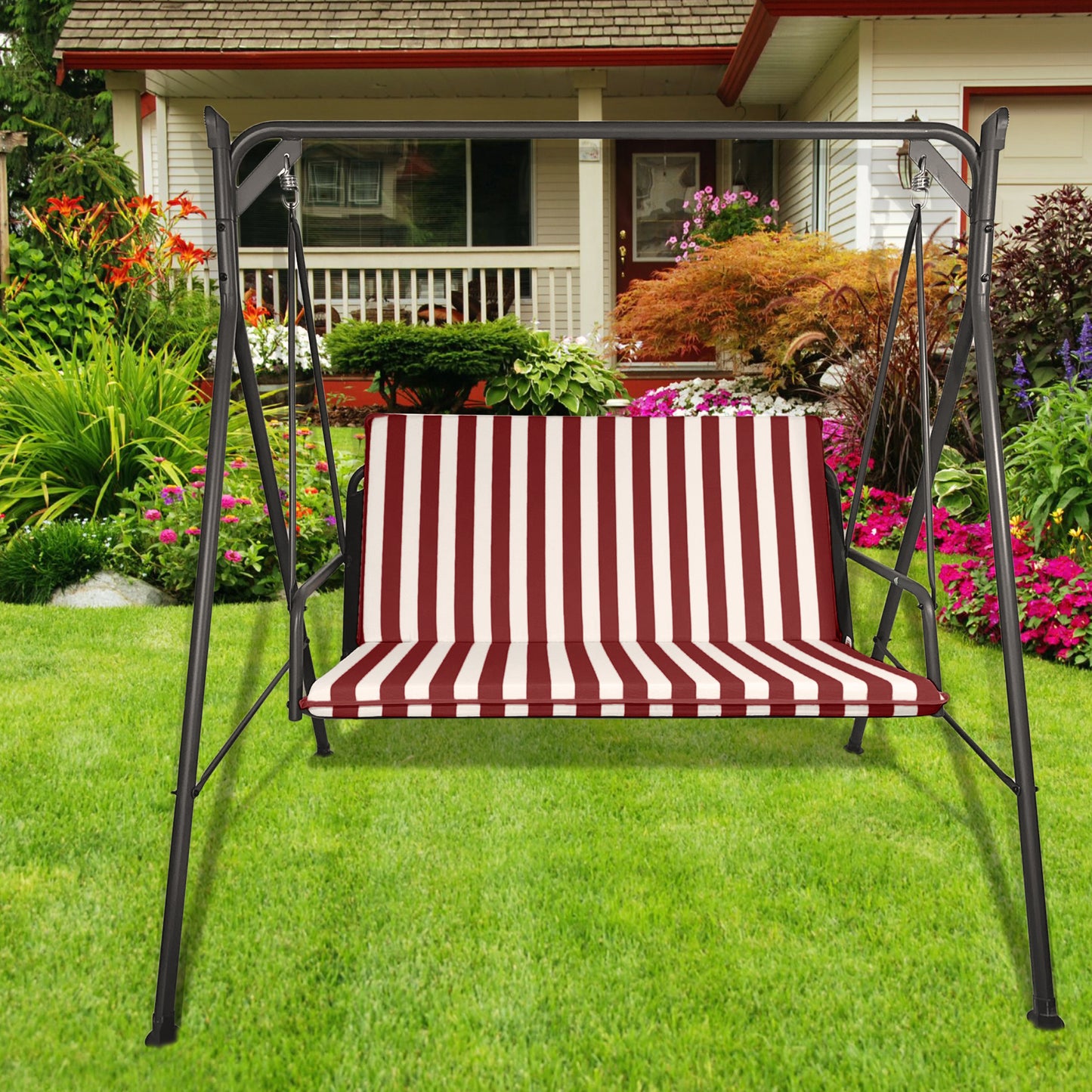 Cuscino bordeaux per dondolo da giardino - linea fasciato