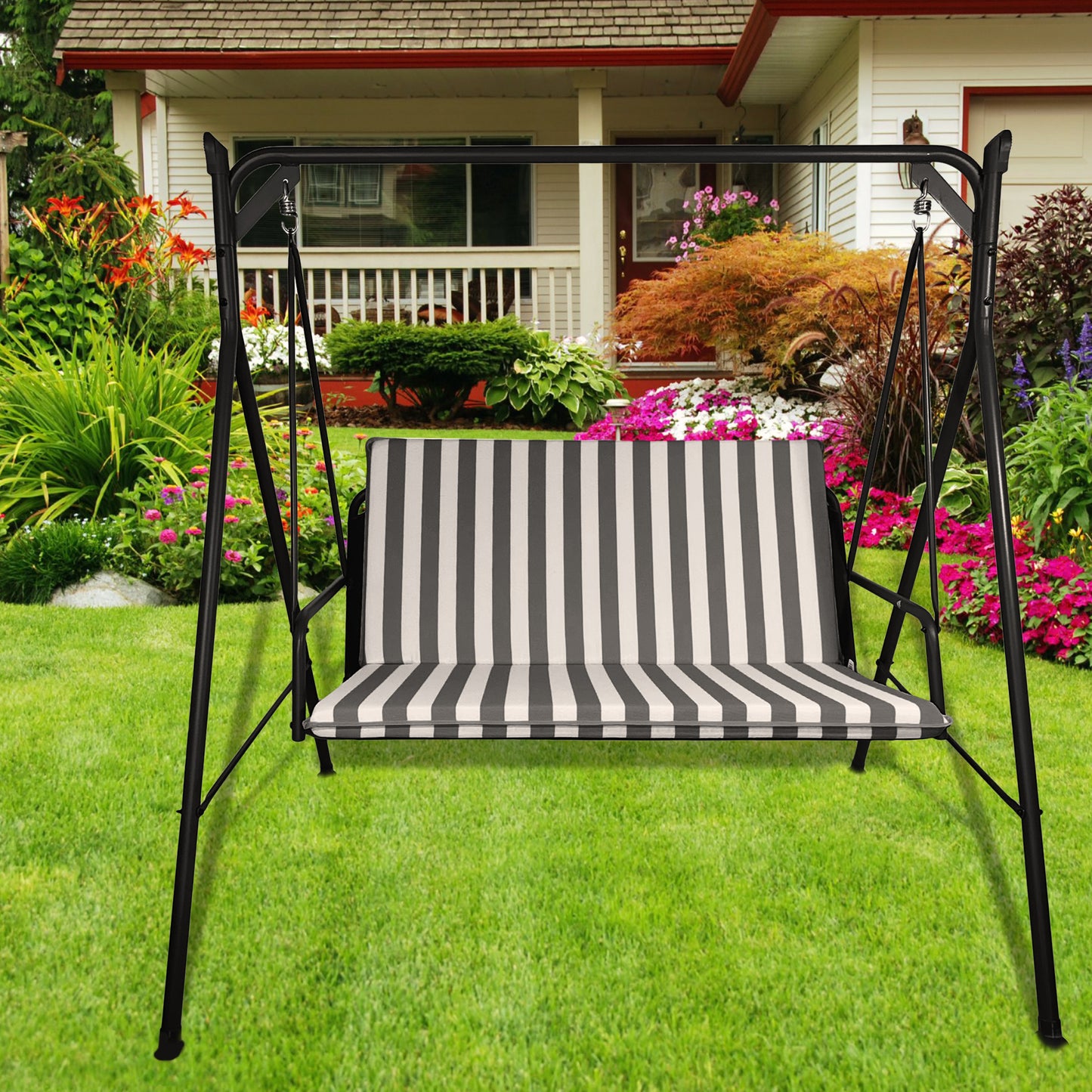Cuscino grigio per dondolo da giardino - linea fasciato