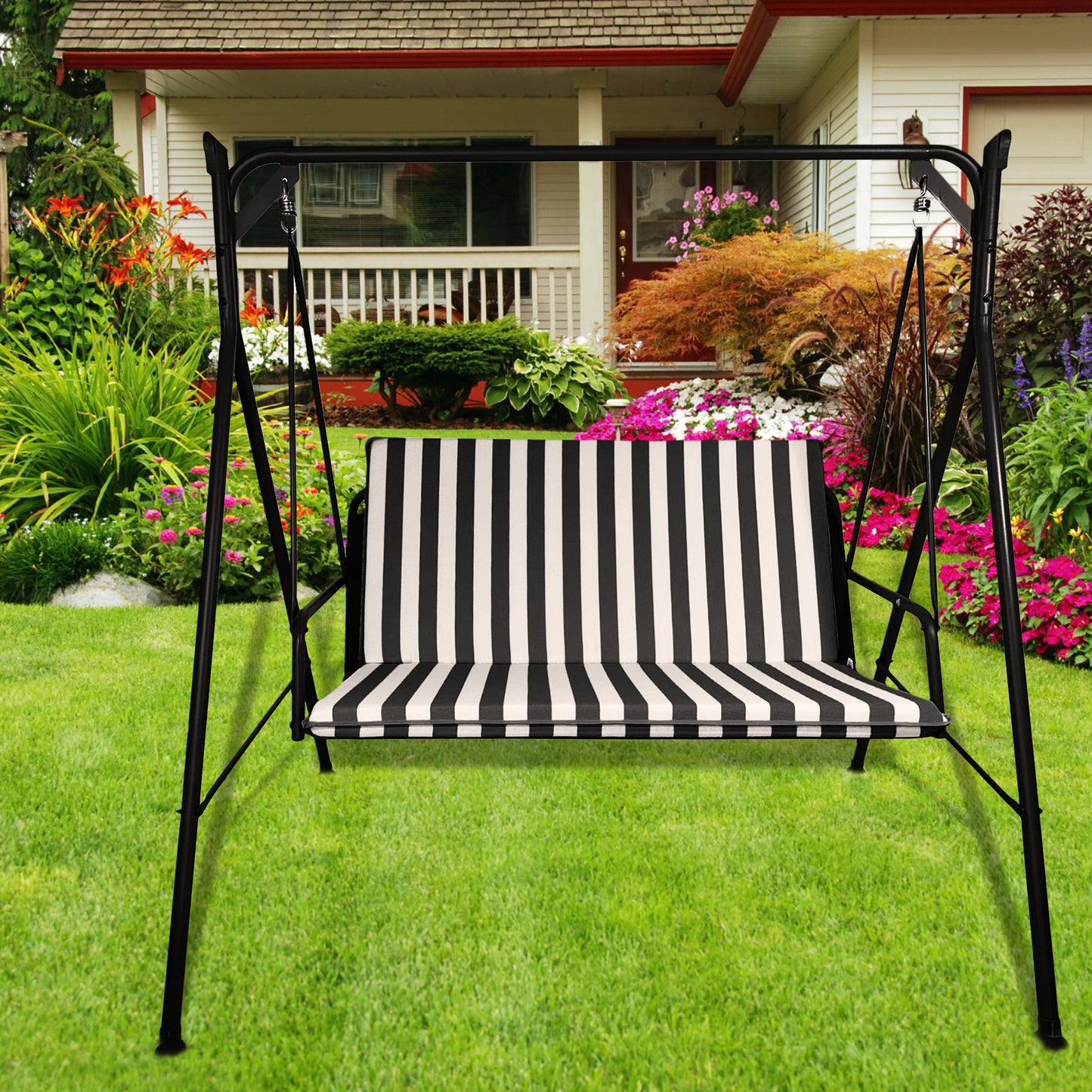 Cuscino nero per dondolo da giardino - linea fasciato