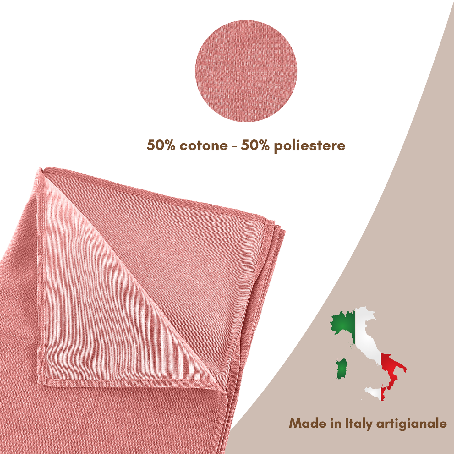 Telo arredo multiuso cipria - copridivano made in Italy