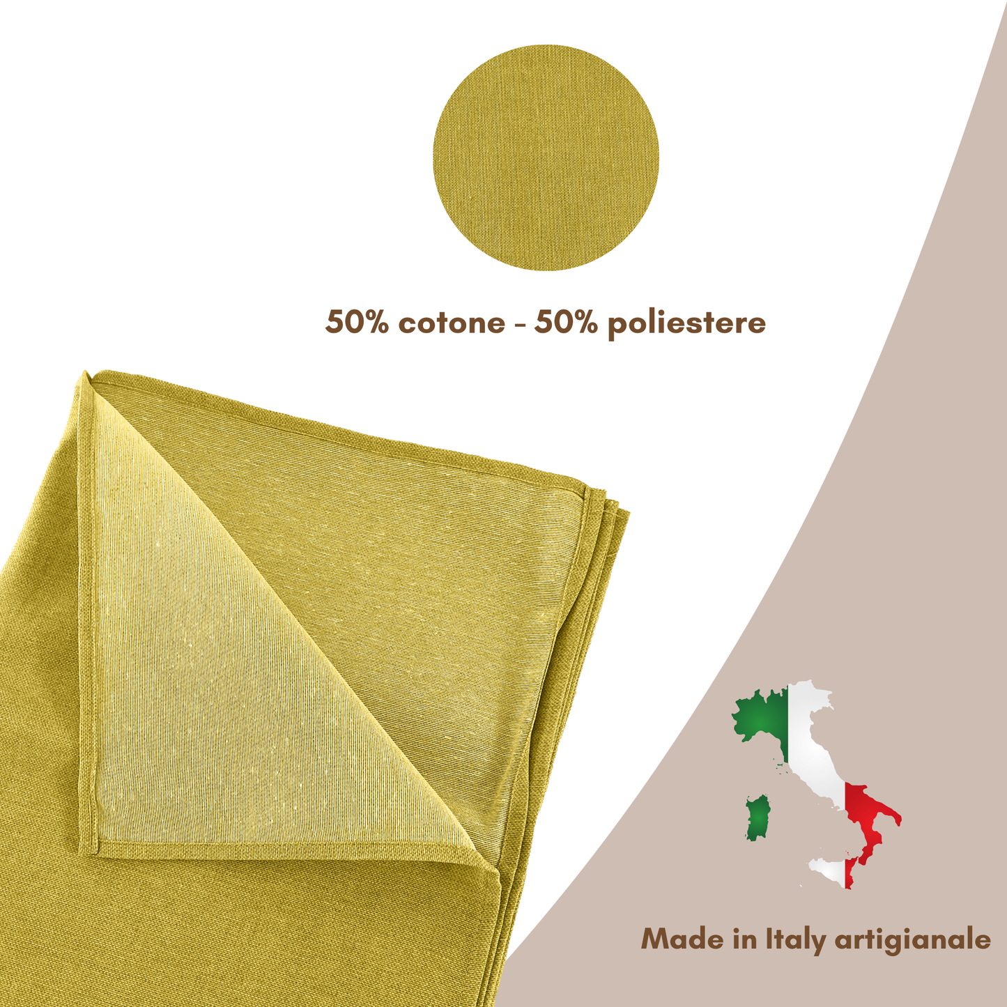 Telo arredo multiuso senape - copridivano made in Italy