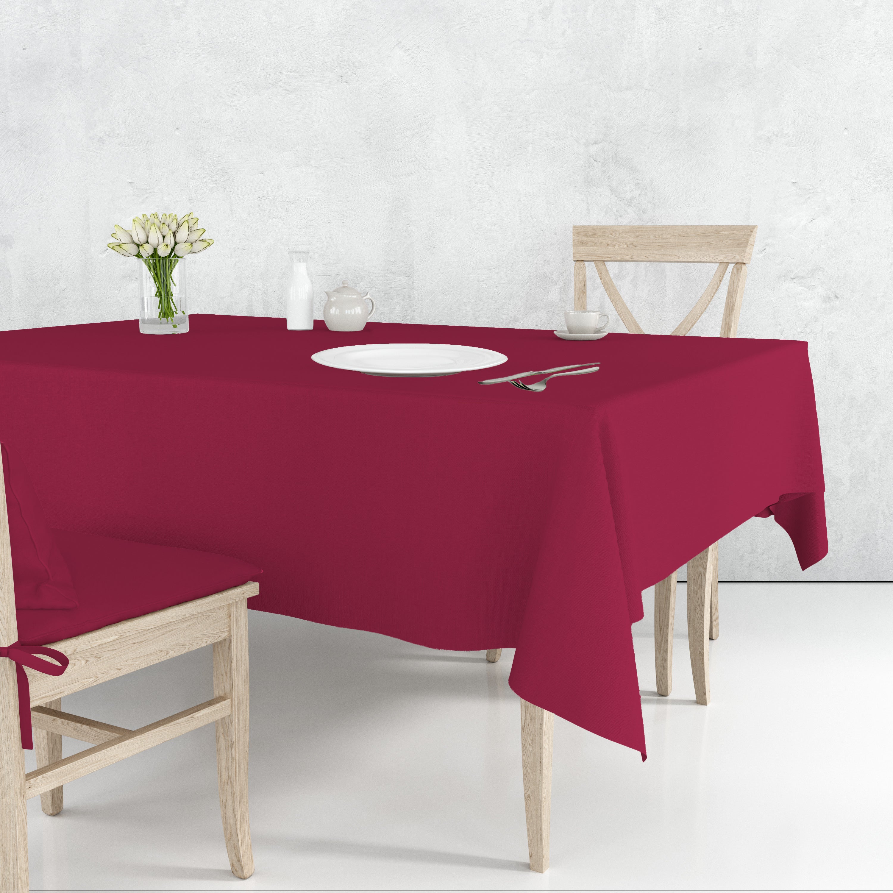 ABAKUHAUS Tovaglia Rettangolare Fleur De Lis 140x170 Cm – Motivo Medievale Nobile, Magenta Scuro/bianco, In Poliestere, Antimacchia E Resistente Alle Pieghe