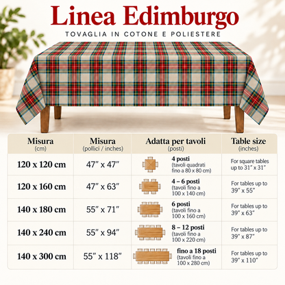 Tovaglia per Tavola Edimburgo da 4 a 18 posti - Tartan Beige