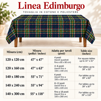 Tovaglia per Tavola Edimburgo da 4 a 18 posti - Tartan Blu