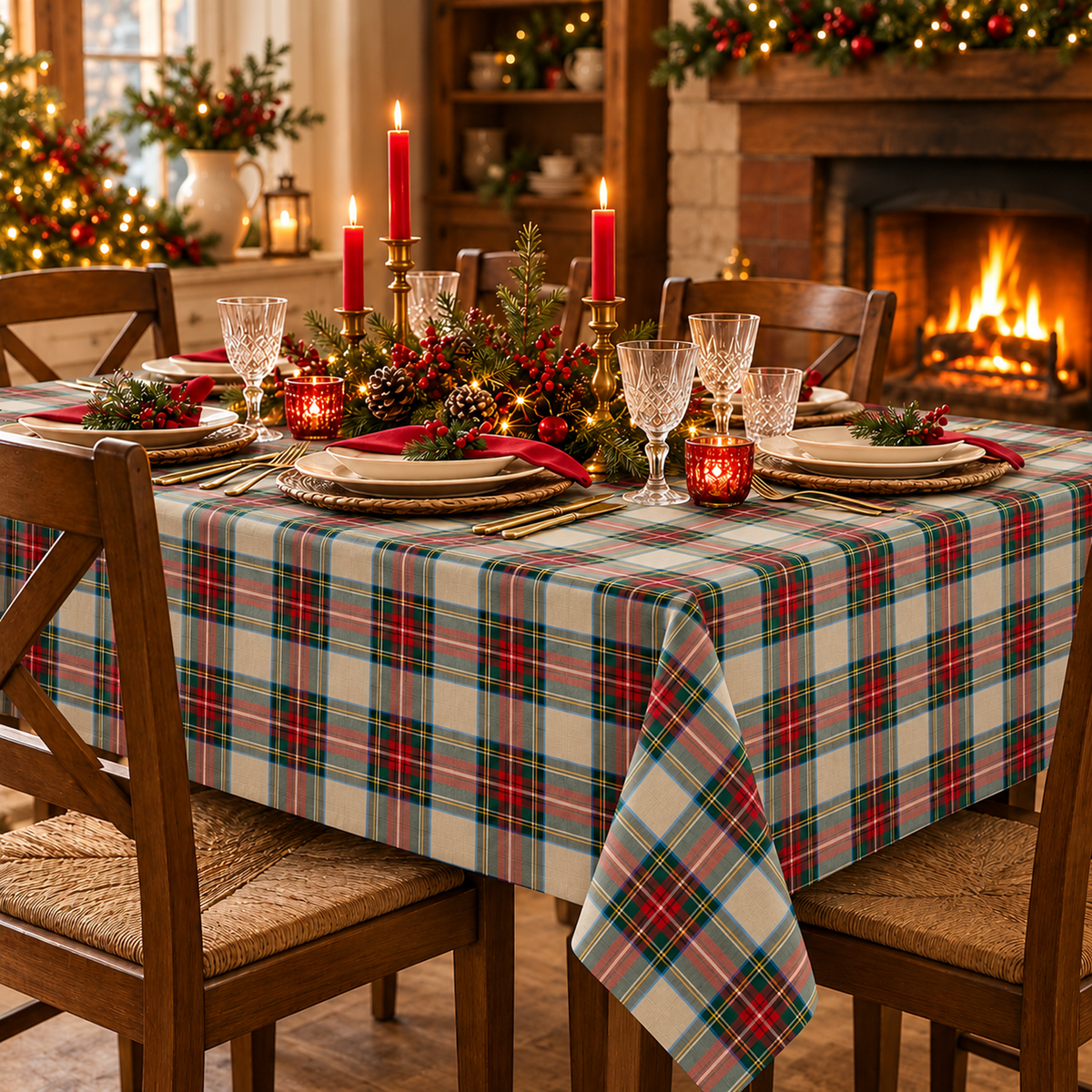 Tovaglia per Tavola Edimburgo da 4 a 18 posti - Tartan Beige