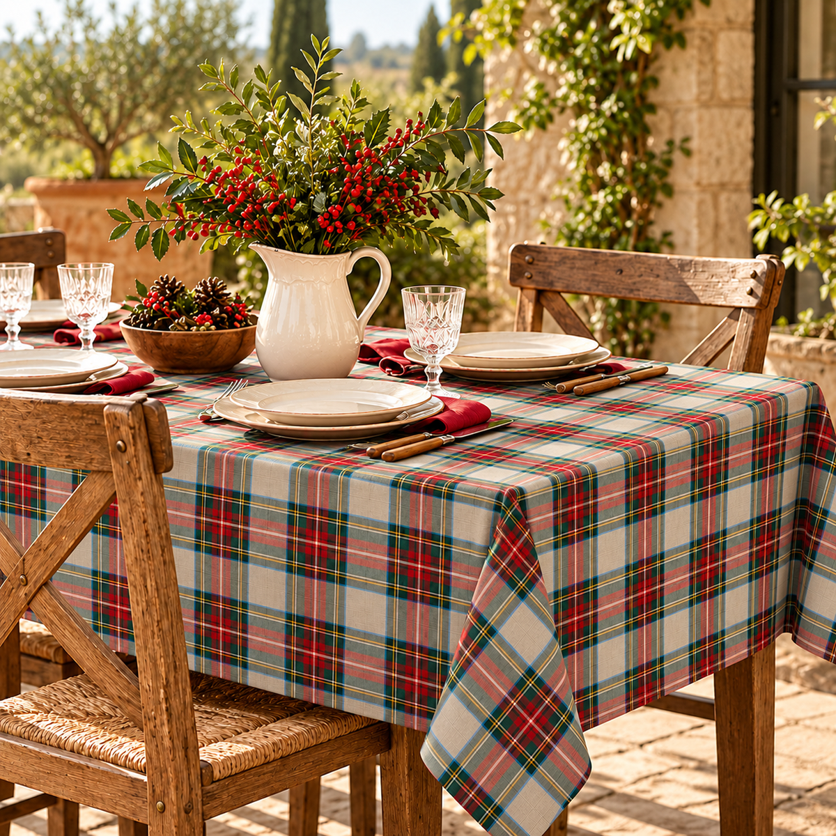 Tovaglia per Tavola Edimburgo da 4 a 18 posti - Tartan Beige
