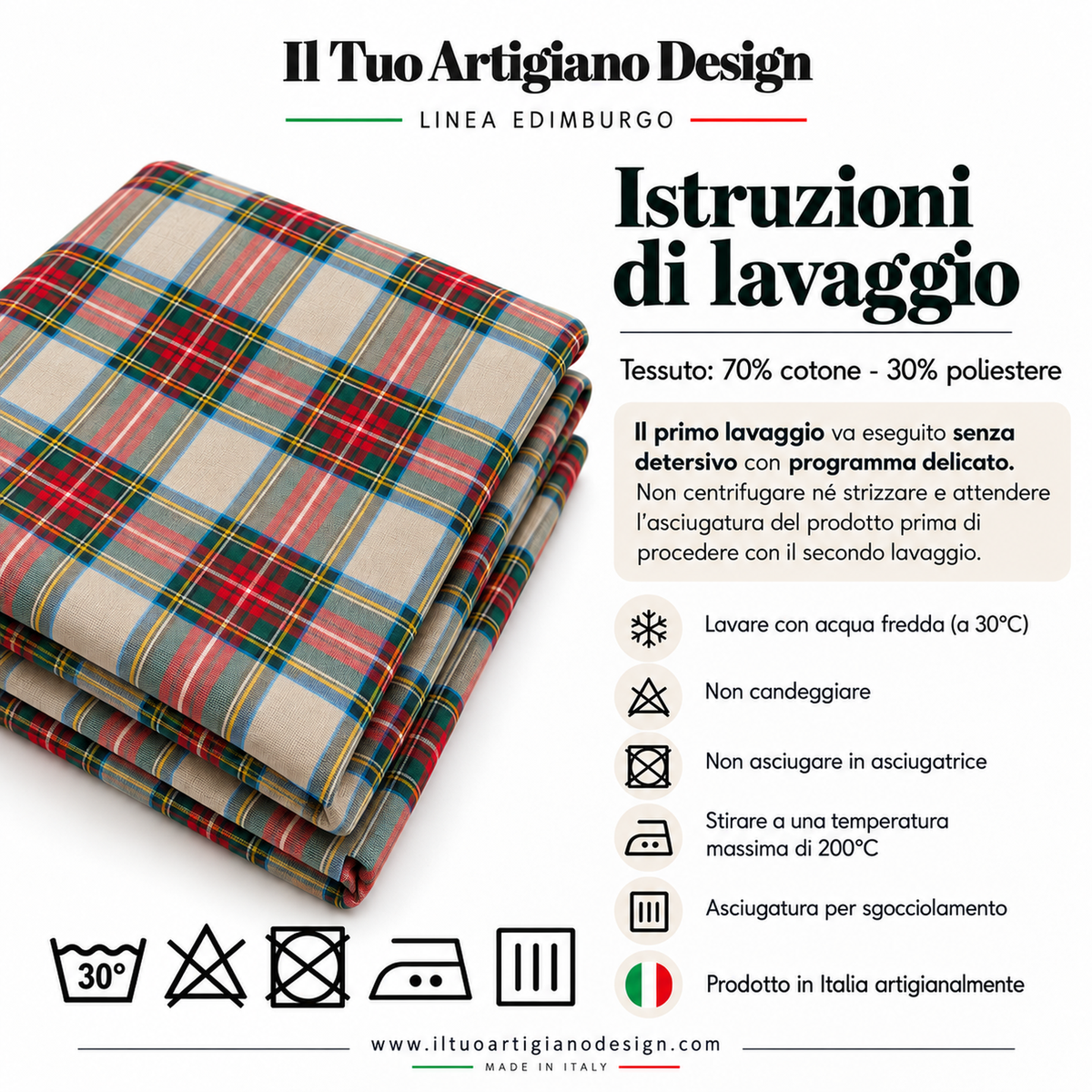 Tovaglia per Tavola Edimburgo da 4 a 18 posti - Tartan Beige