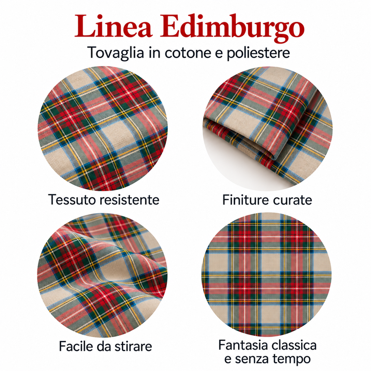 Tovaglia per Tavola Edimburgo da 4 a 18 posti - Tartan Beige