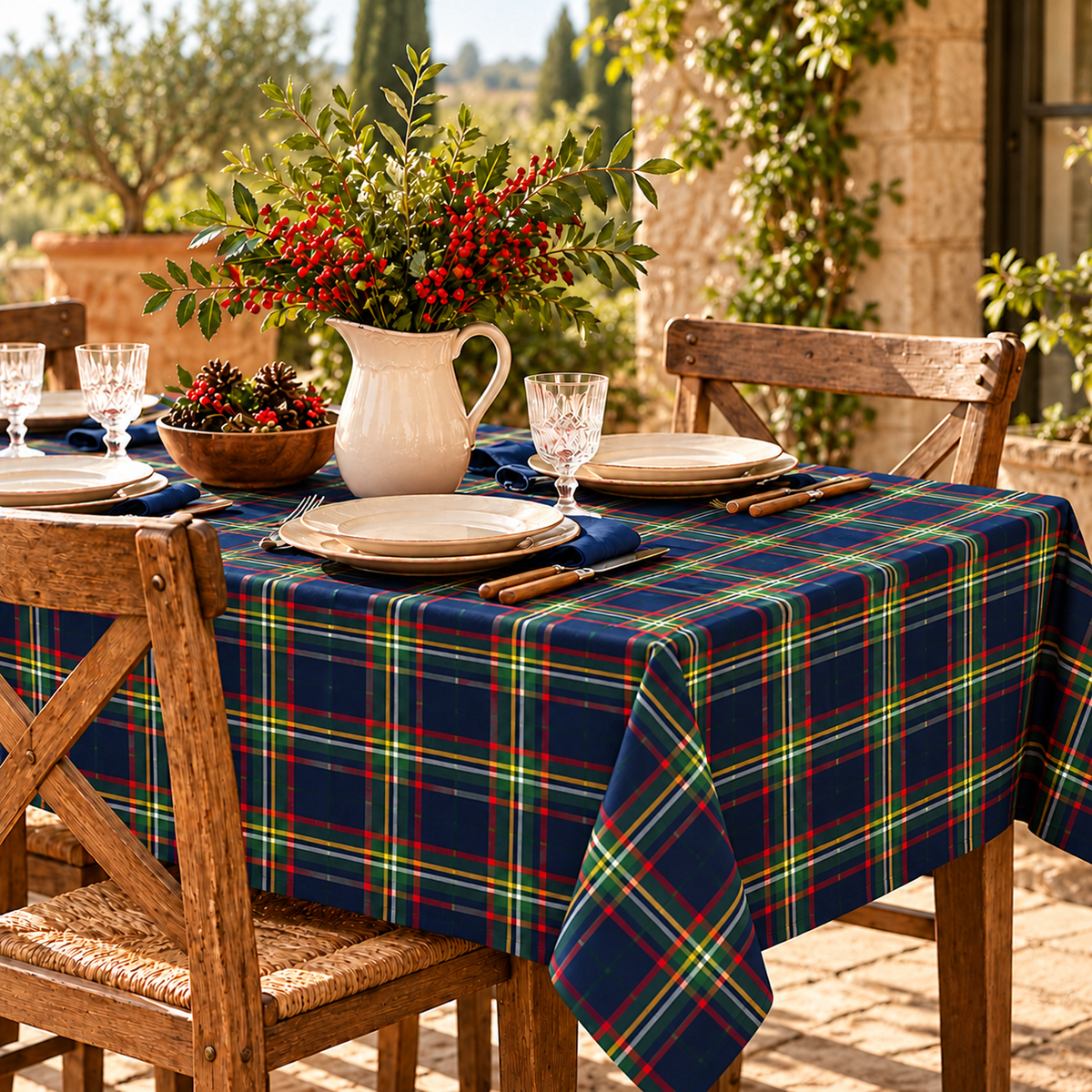 Tovaglia per Tavola Edimburgo da 4 a 18 posti - Tartan Blu