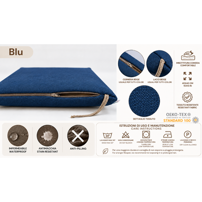 Cuscini copri sedie da cucina antimacchia Sfoderabilii Blu - Linea Palermo