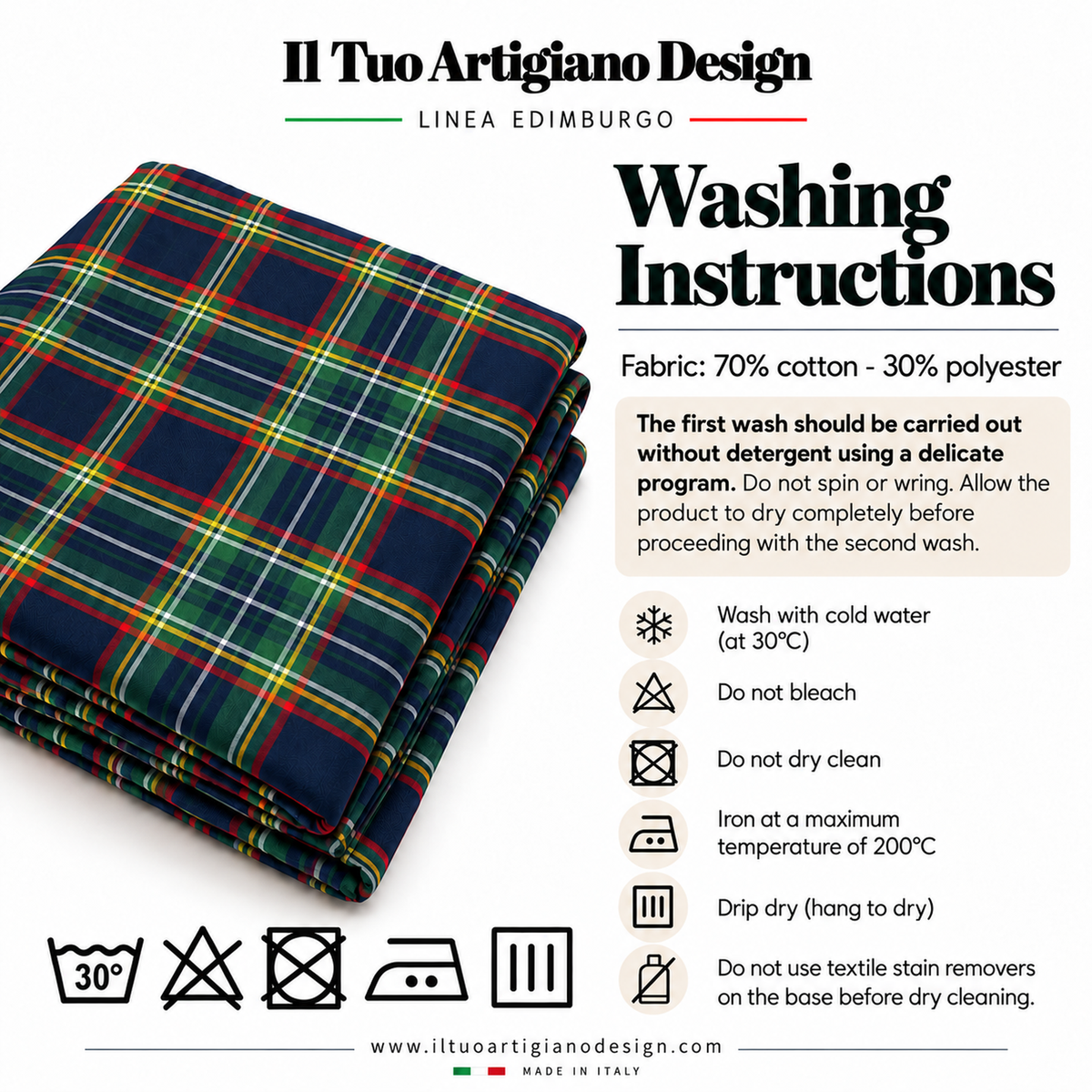 Tovaglia per Tavola Edimburgo da 4 a 18 posti - Tartan Blu