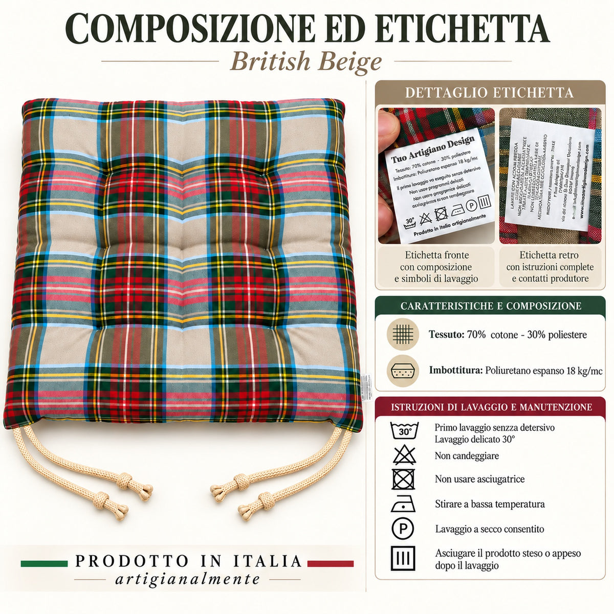 Cuscini copri sedie da cucina Beige - Linea British