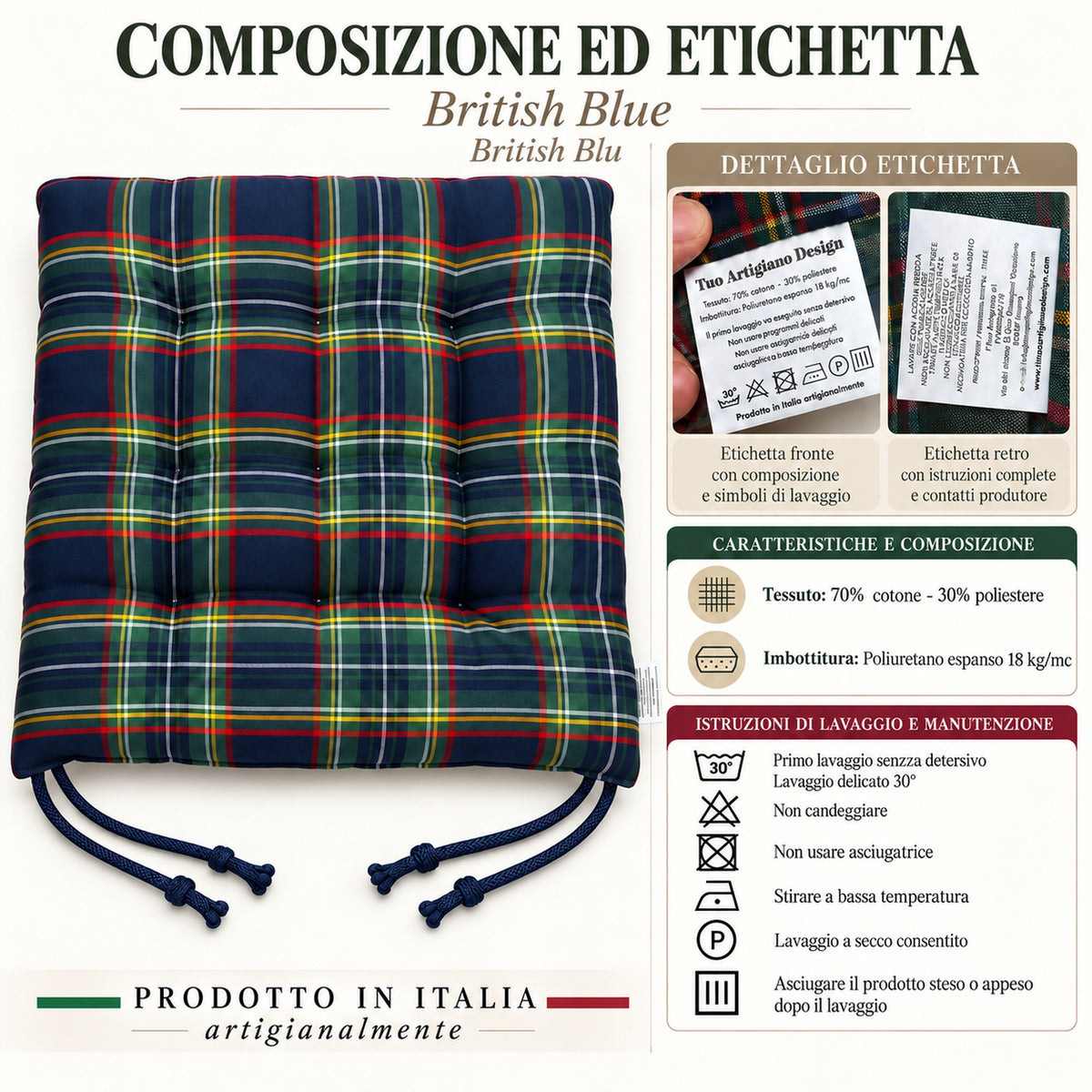 Cuscini copri sedie da cucina Blu - Linea British